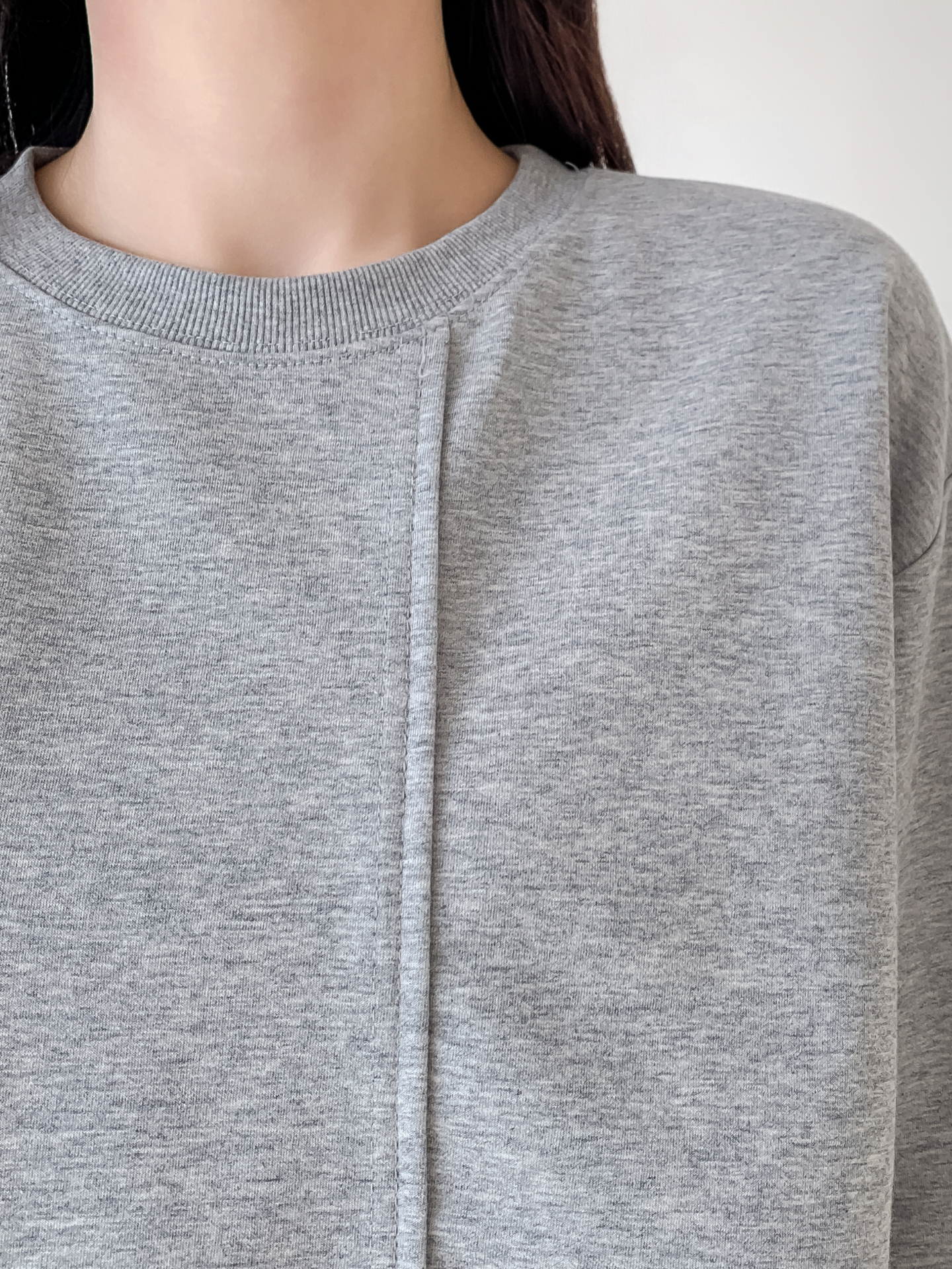 コンビラウンドネックラインレイヤード風ルーズアンバランス長袖ブラウス | 詳細画像20