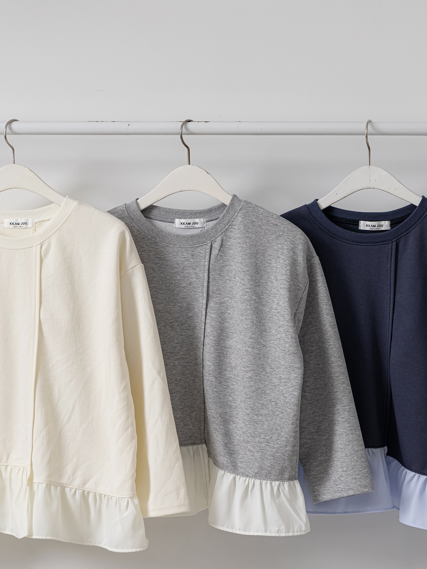 コンビラウンドネックラインレイヤード風ルーズアンバランス長袖ブラウス | 詳細画像31