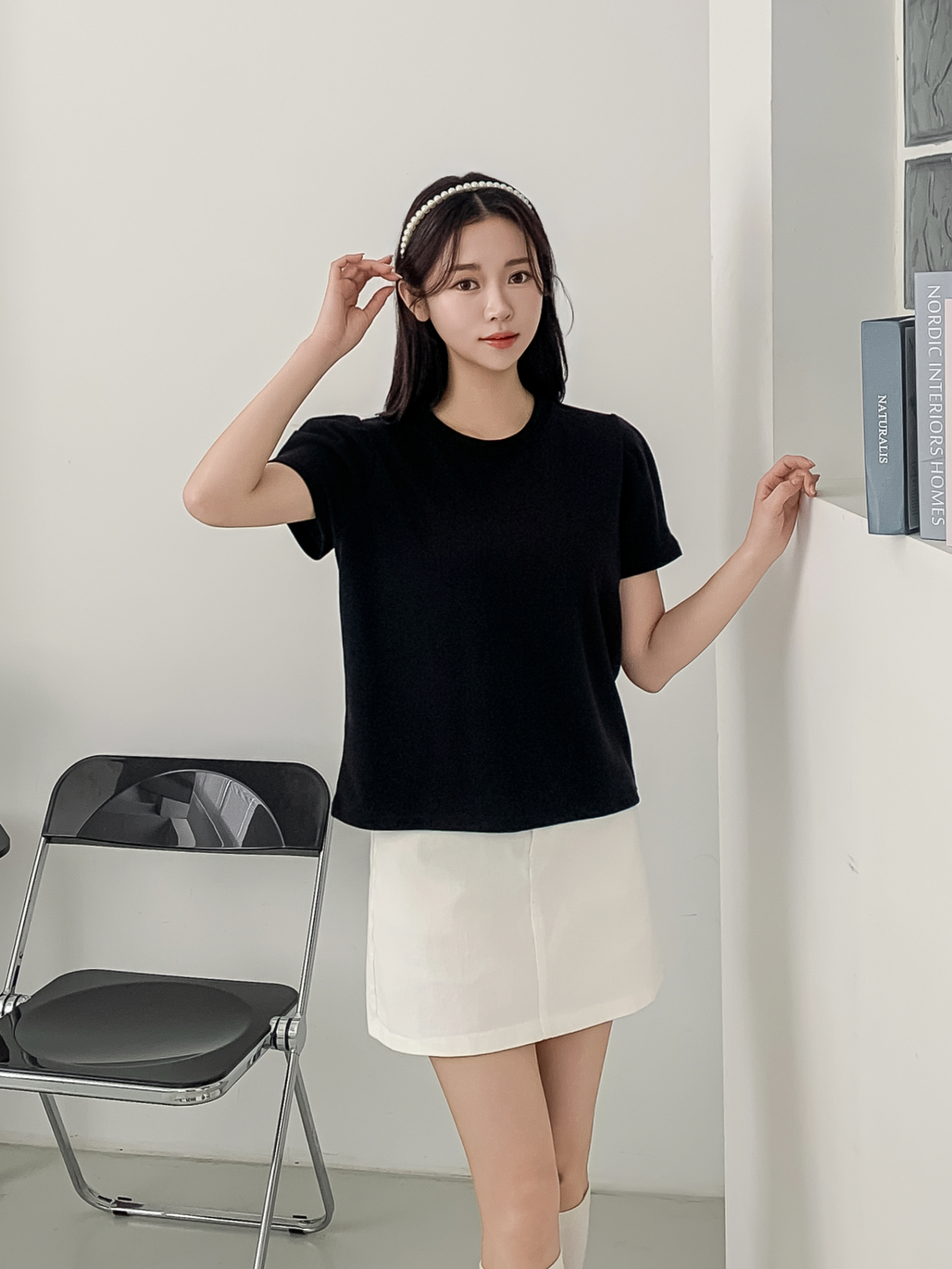 ラウンドネックベーシックパフスリーブ半袖無地ブラウス | 詳細画像26