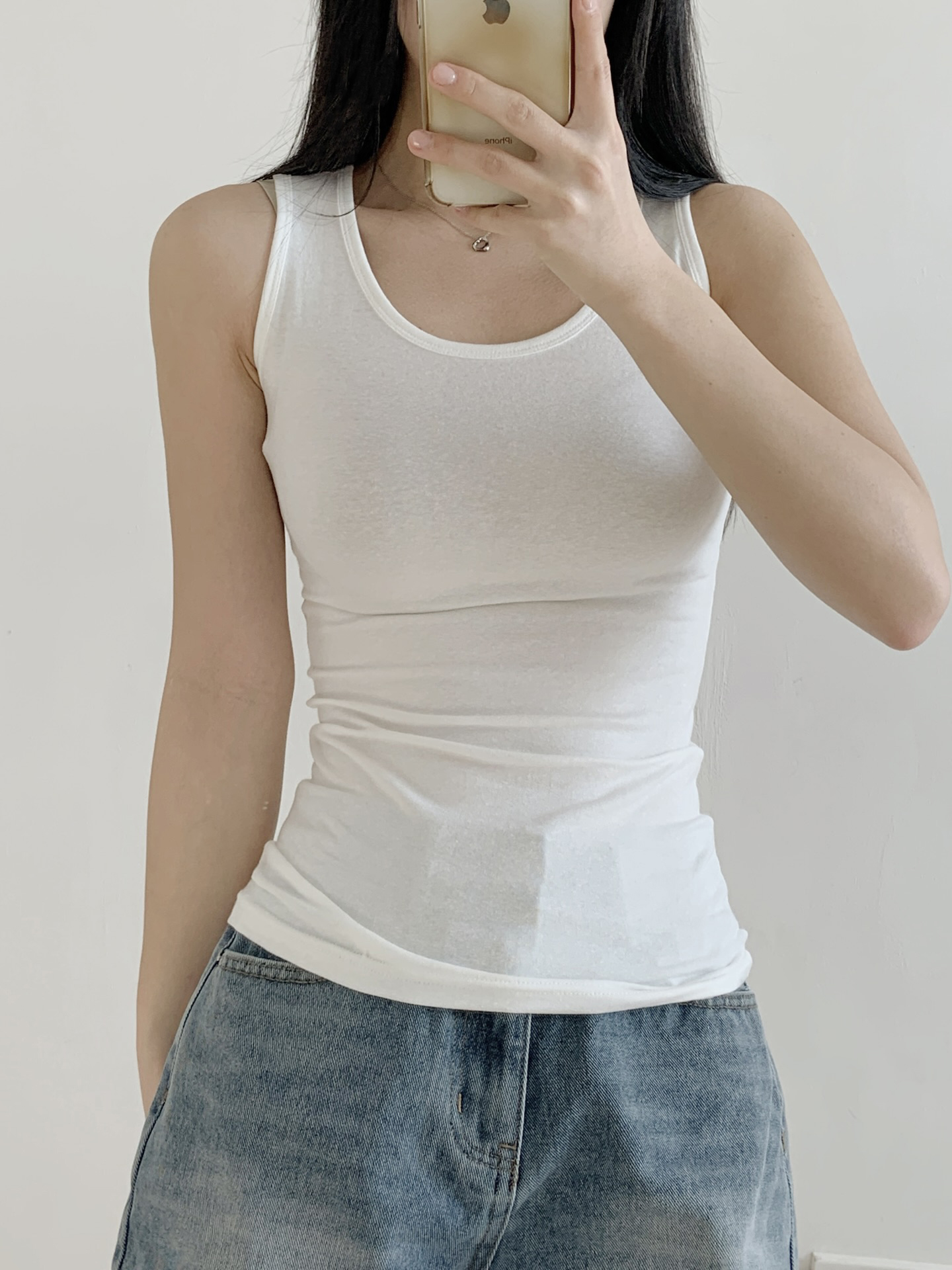 Uネックスリム無地ノースリーブ | 詳細画像2