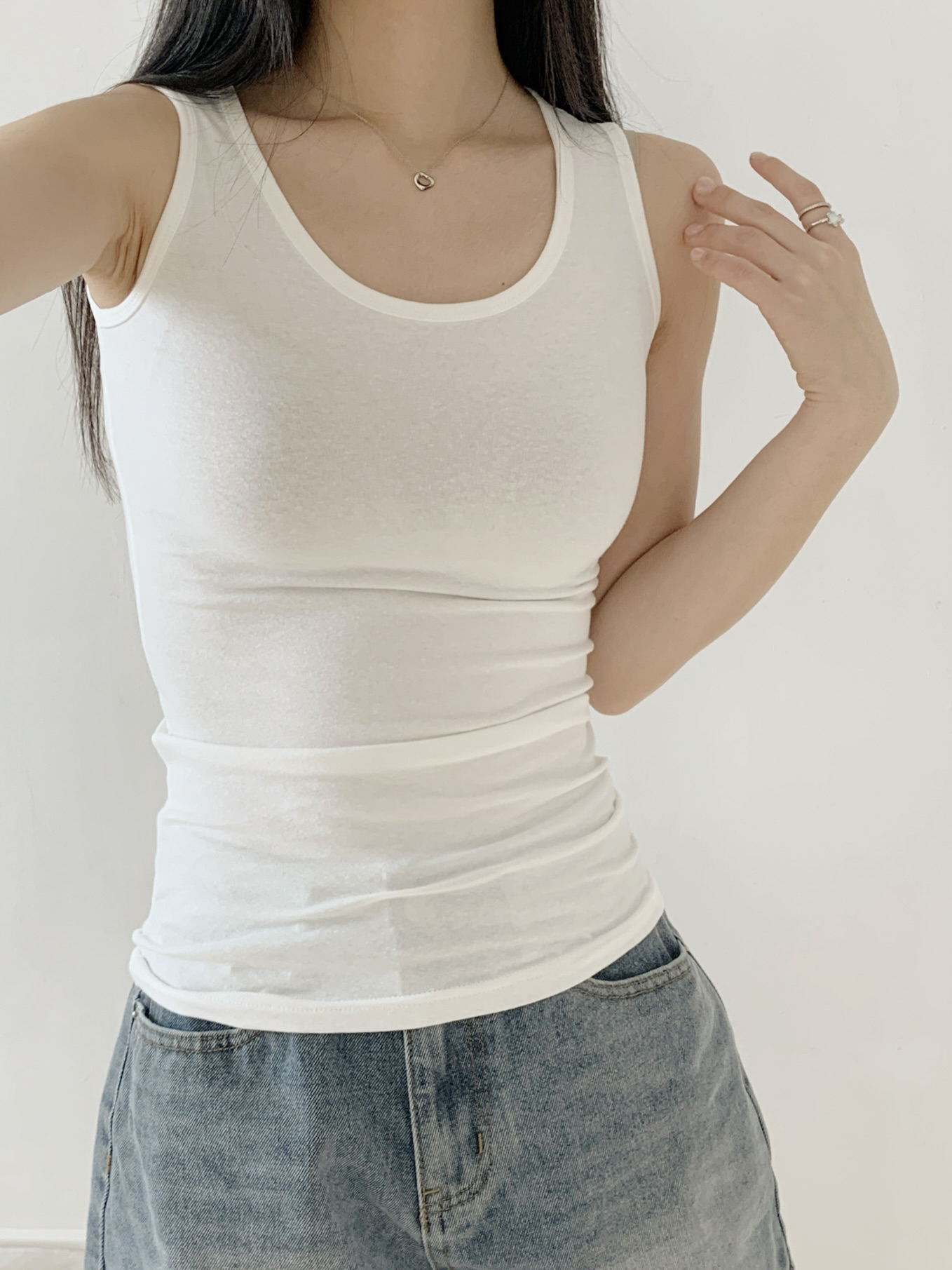 Uネックスリム無地ノースリーブ | 詳細画像3