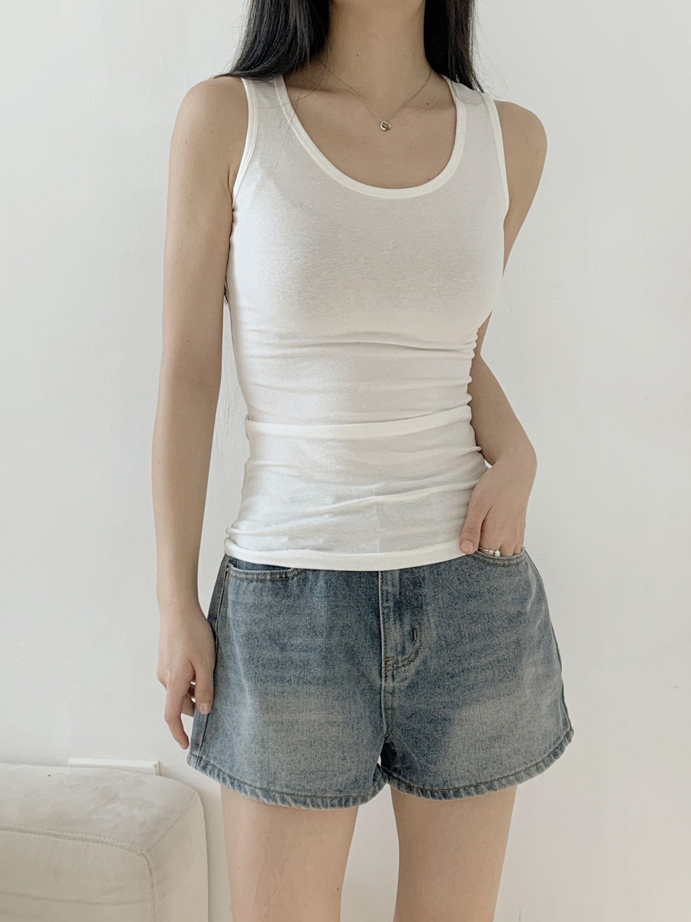 Uネックスリム無地ノースリーブ | 詳細画像6