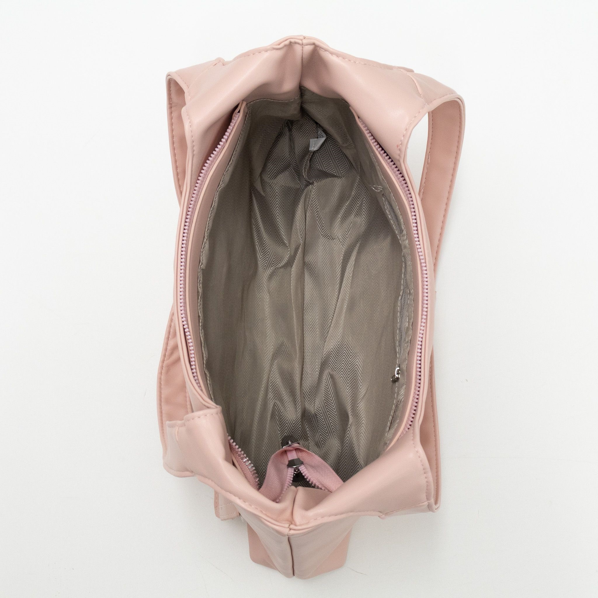 レザー調ジップアップポケットグロス無地トートバッグ | 詳細画像23