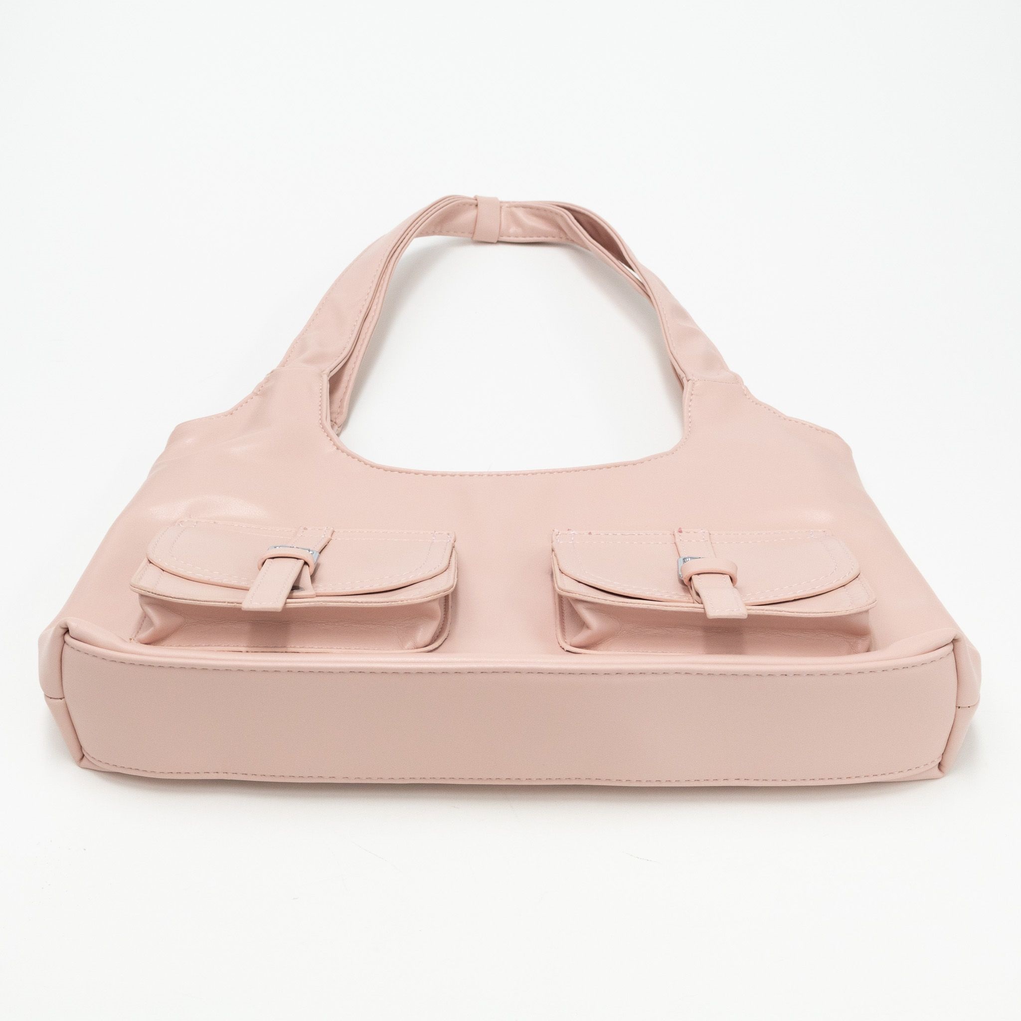 レザー調ジップアップポケットグロス無地トートバッグ | 詳細画像28