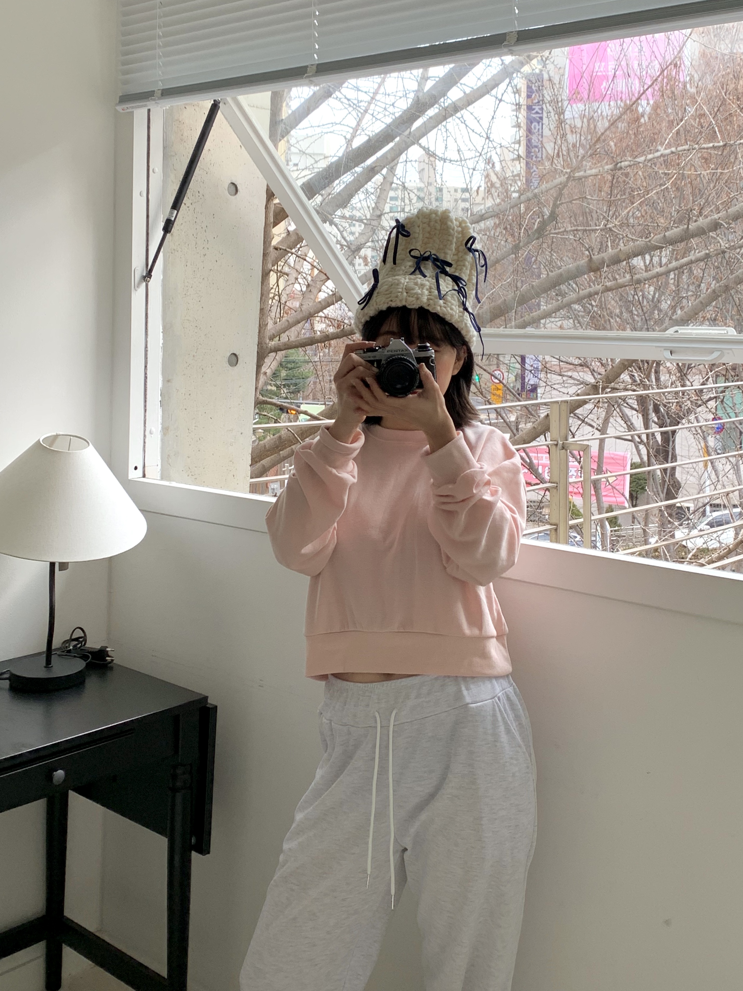 ラウンドネッククロップドルーズ長袖無地スウェット | 詳細画像3