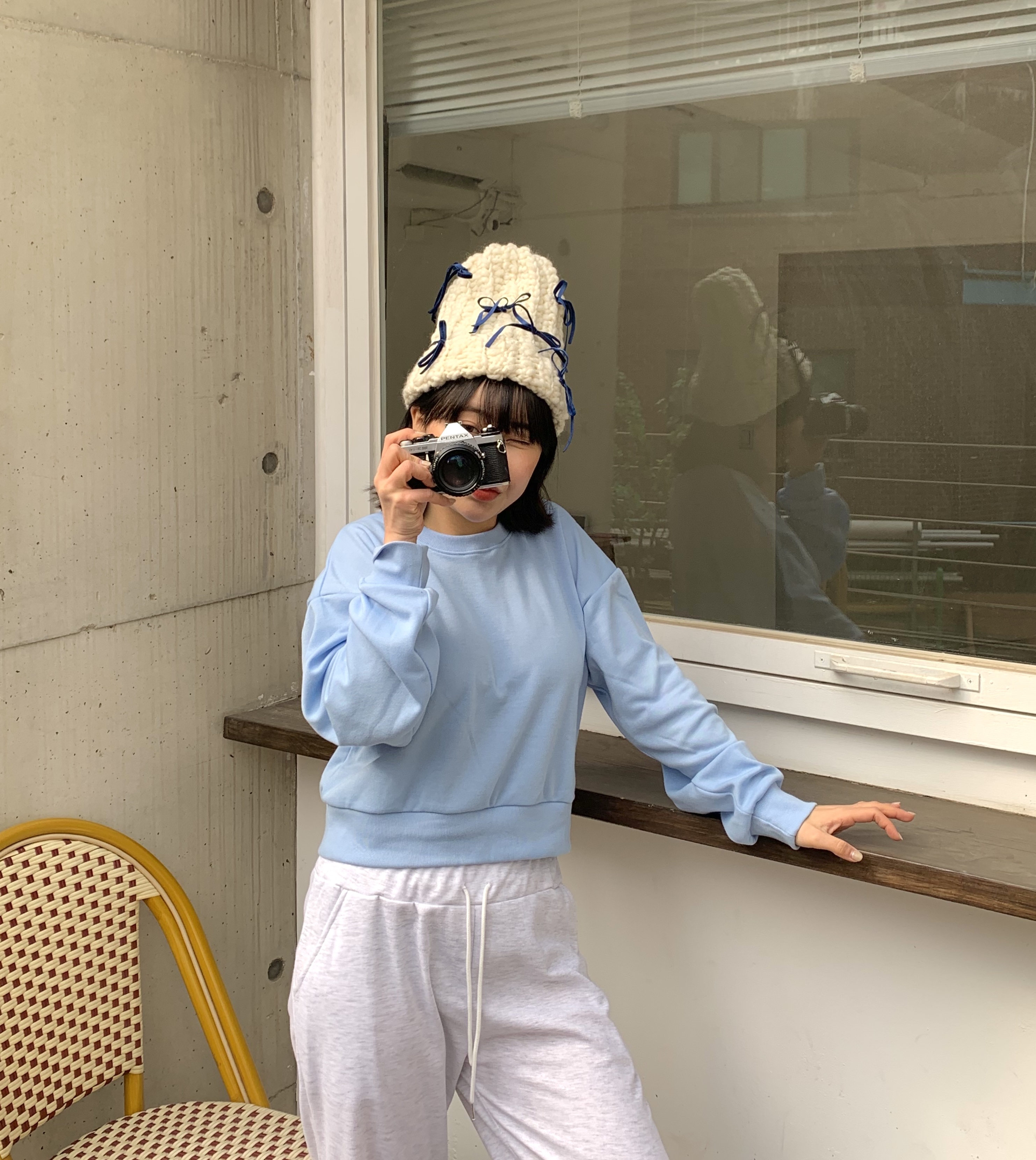 ラウンドネッククロップドルーズ長袖無地スウェット | 詳細画像5