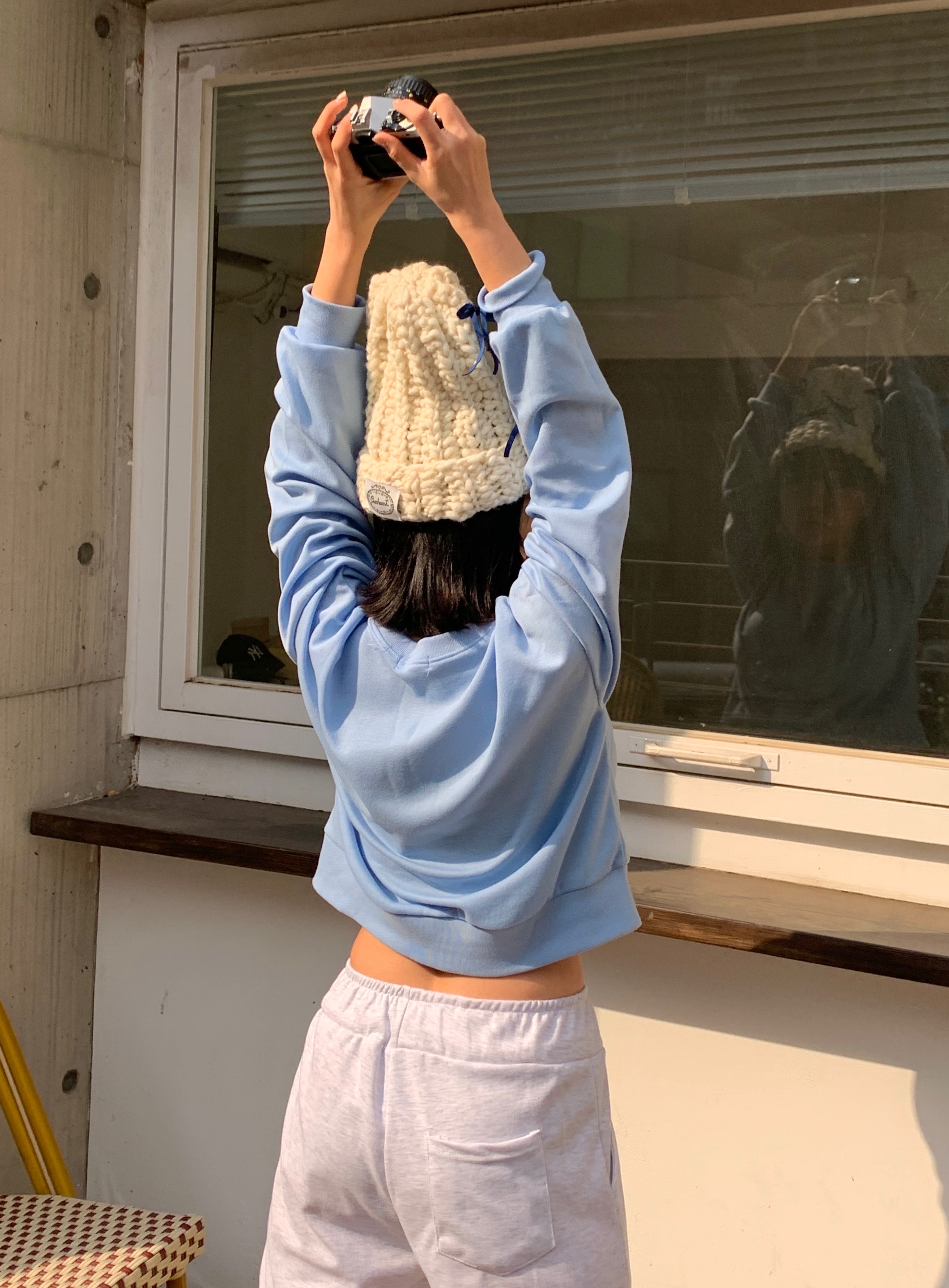 ラウンドネッククロップドルーズ長袖無地スウェット | 詳細画像8