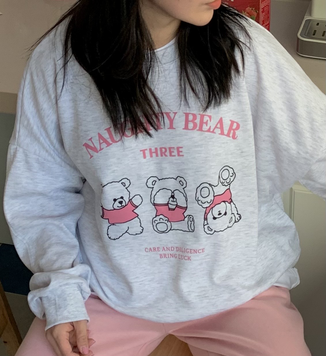 ラウンドネックオーバーサイズ長袖ハーフプリントスウェット | 詳細画像2