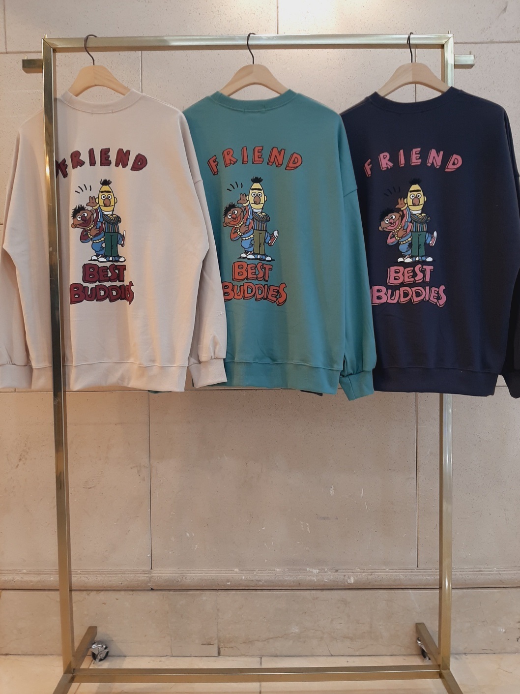 リボンラウンドネックオーバーサイズボクシー長袖ハーフ両面プリントスウェット | 詳細画像7