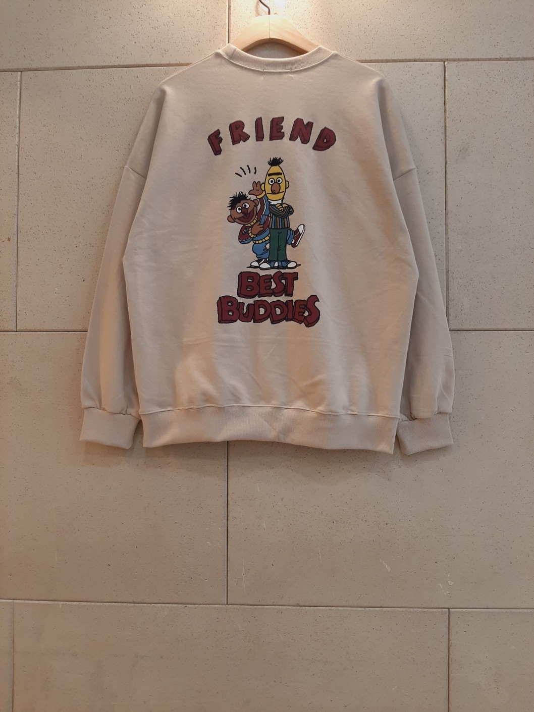 リボンラウンドネックオーバーサイズボクシー長袖ハーフ両面プリントスウェット | 詳細画像9