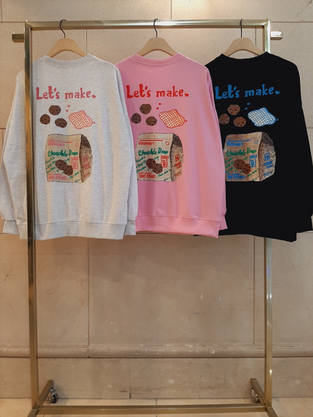 ラウンドネックオーバーサイズボクシー長袖ハーフ両面プリントスウェット | 詳細画像9