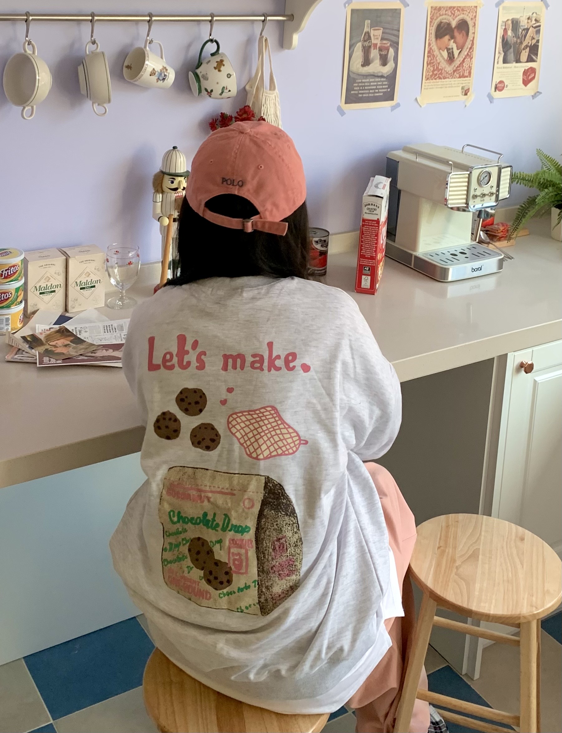 ラウンドネックオーバーサイズボクシー長袖ハーフ両面プリントスウェット | 詳細画像3