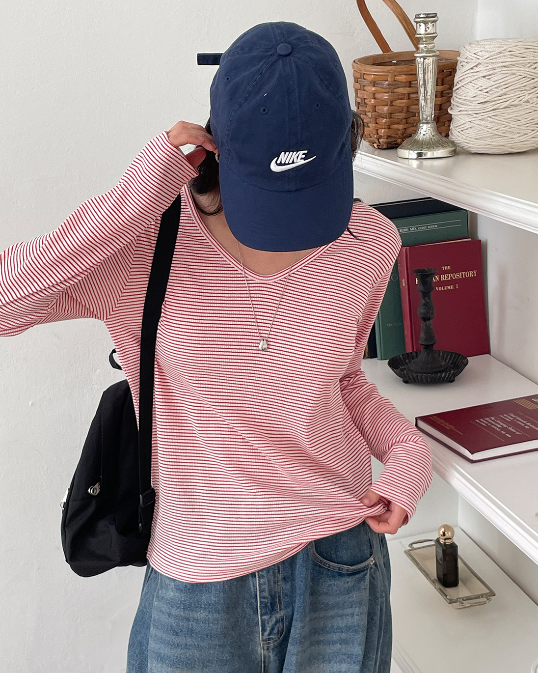 ベーシックルーズ長袖ボーダー配色Tシャツ | 詳細画像8