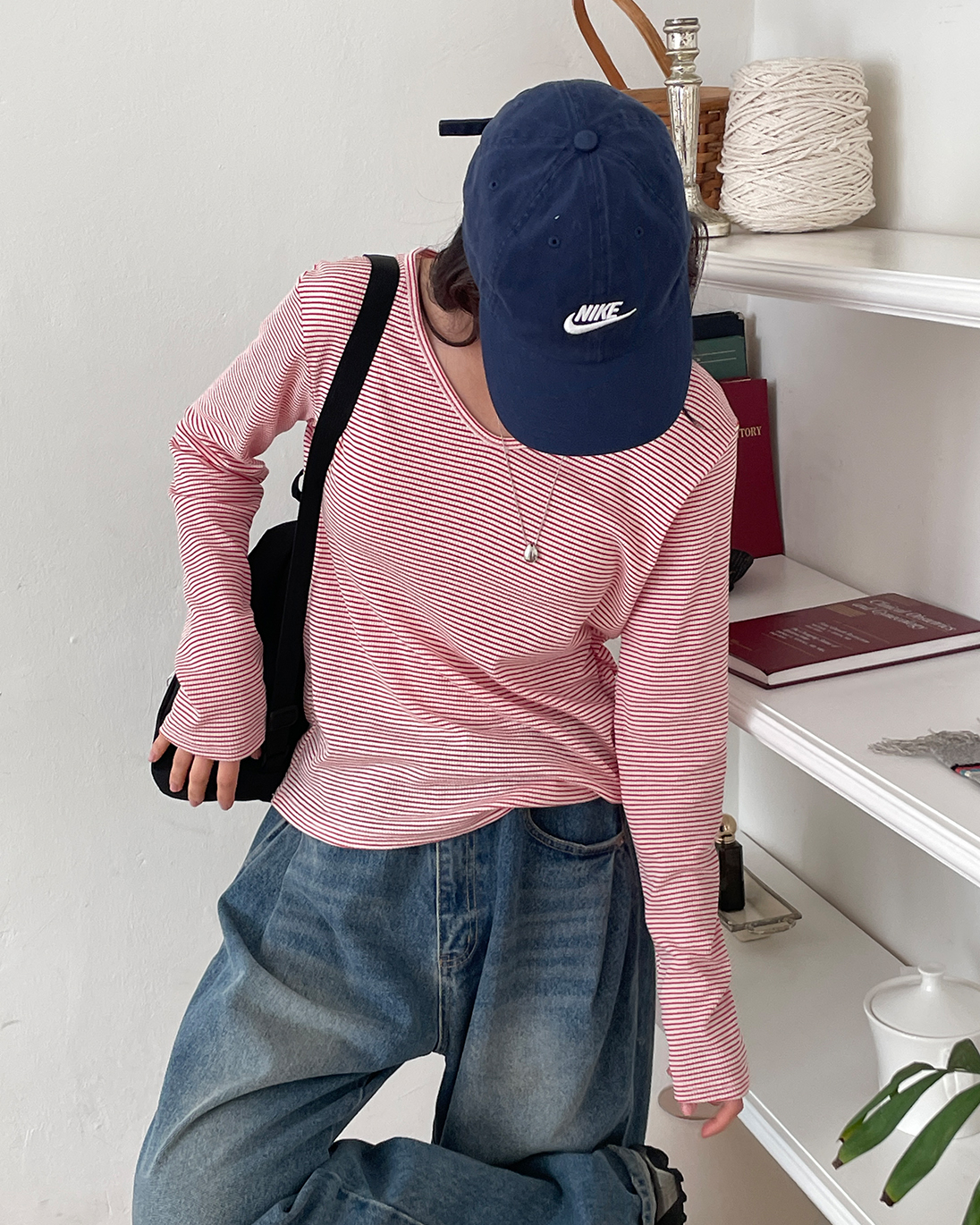 ベーシックルーズ長袖ボーダー配色Tシャツ | 詳細画像5