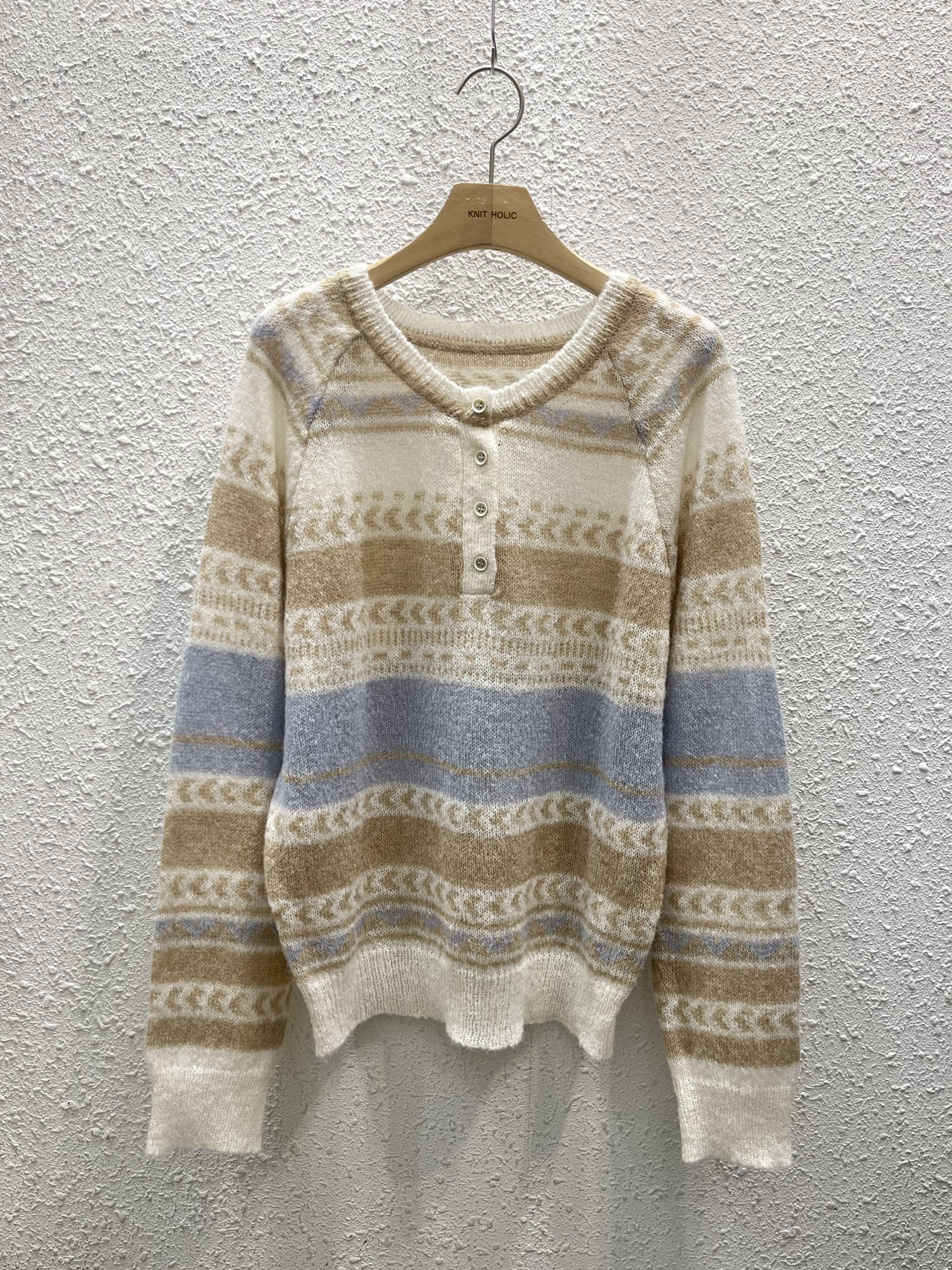 ヘンリーネックラグランエスニックニット | 詳細画像9