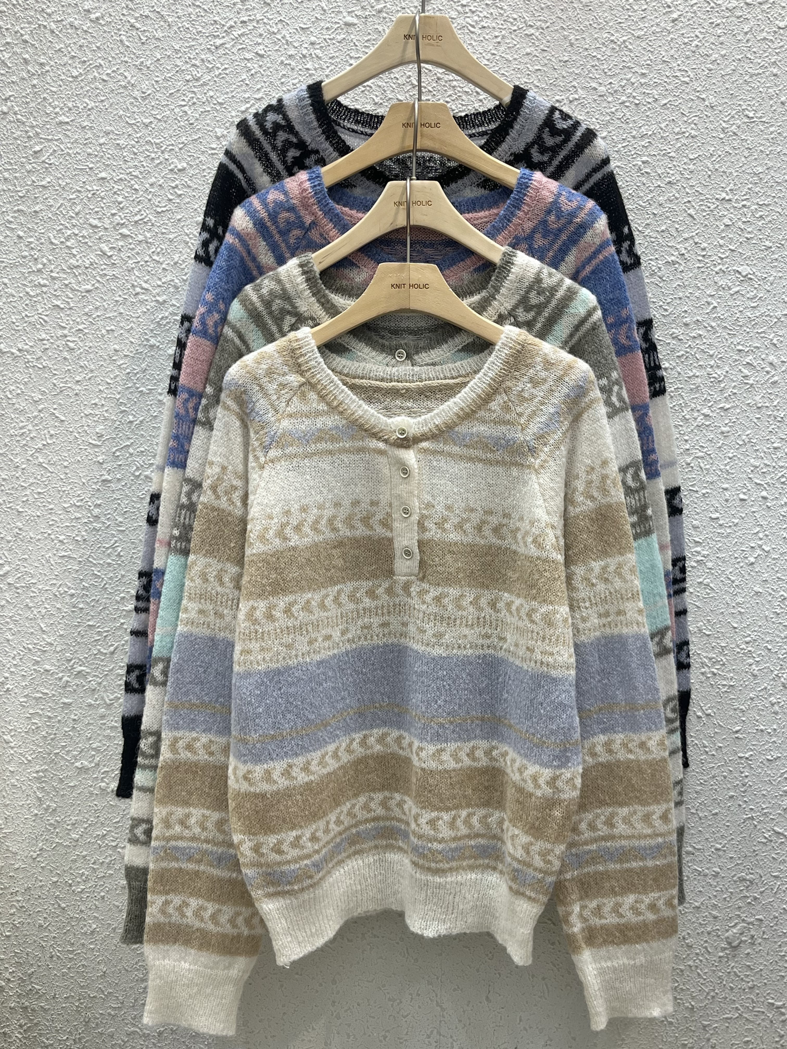 ヘンリーネックラグランエスニックニット | 詳細画像13