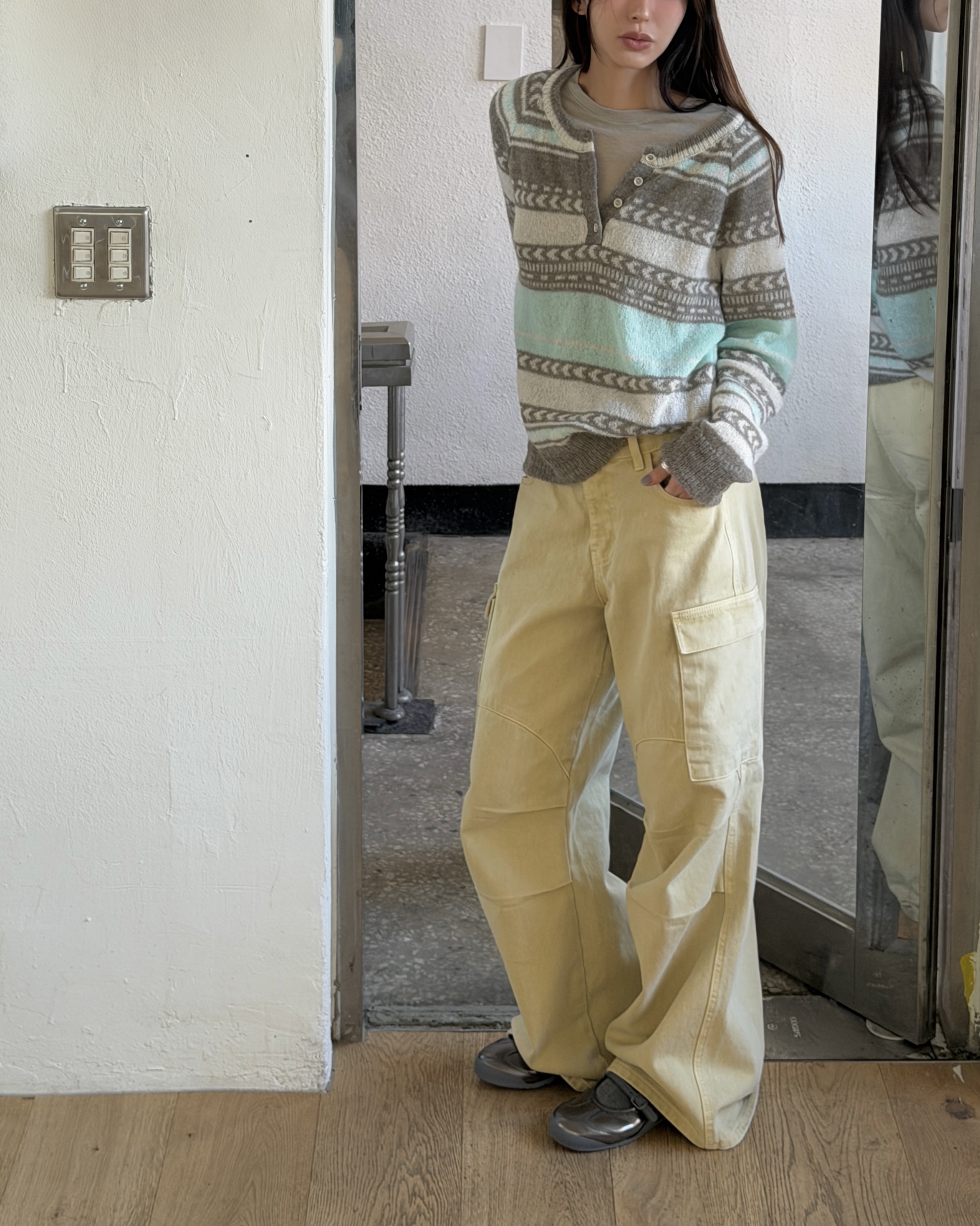 ヘンリーネックラグランエスニックニット | 詳細画像7