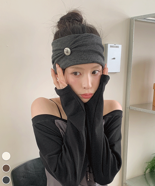 フェイクボタンポイントカラーヘアバンド | レディースファッション