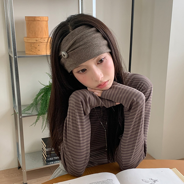 ＊handmade＊ドットチュールターバン フェイクボタンポイントカラーヘアバンド | レディースファッション