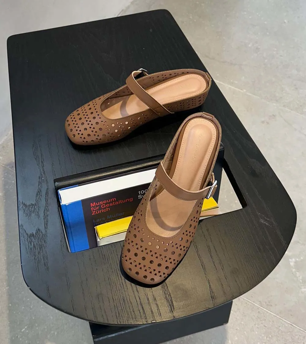 カウレザーパンチングリボンカラーミュール | whosbag | 詳細画像1