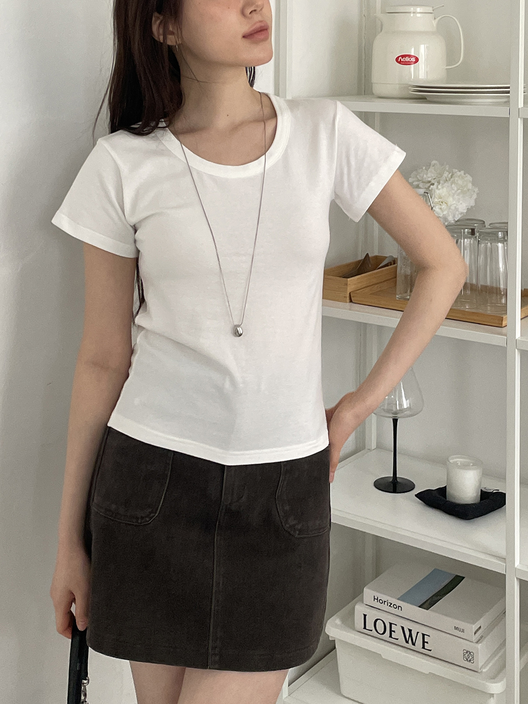 ラウンドネックシンプル半袖無地Tシャツ | 詳細画像7