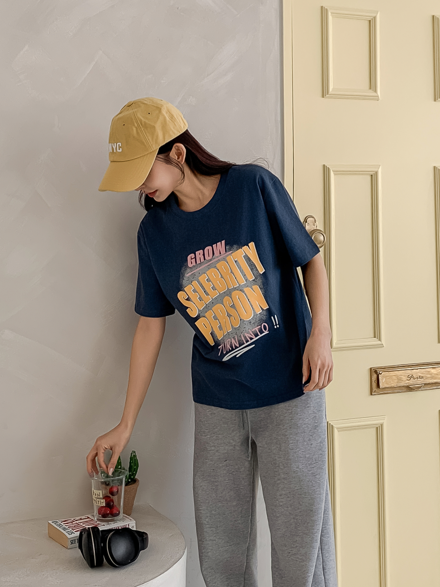 コットンラウンドネックルーズ半袖プリントカラーTシャツ | 詳細画像9