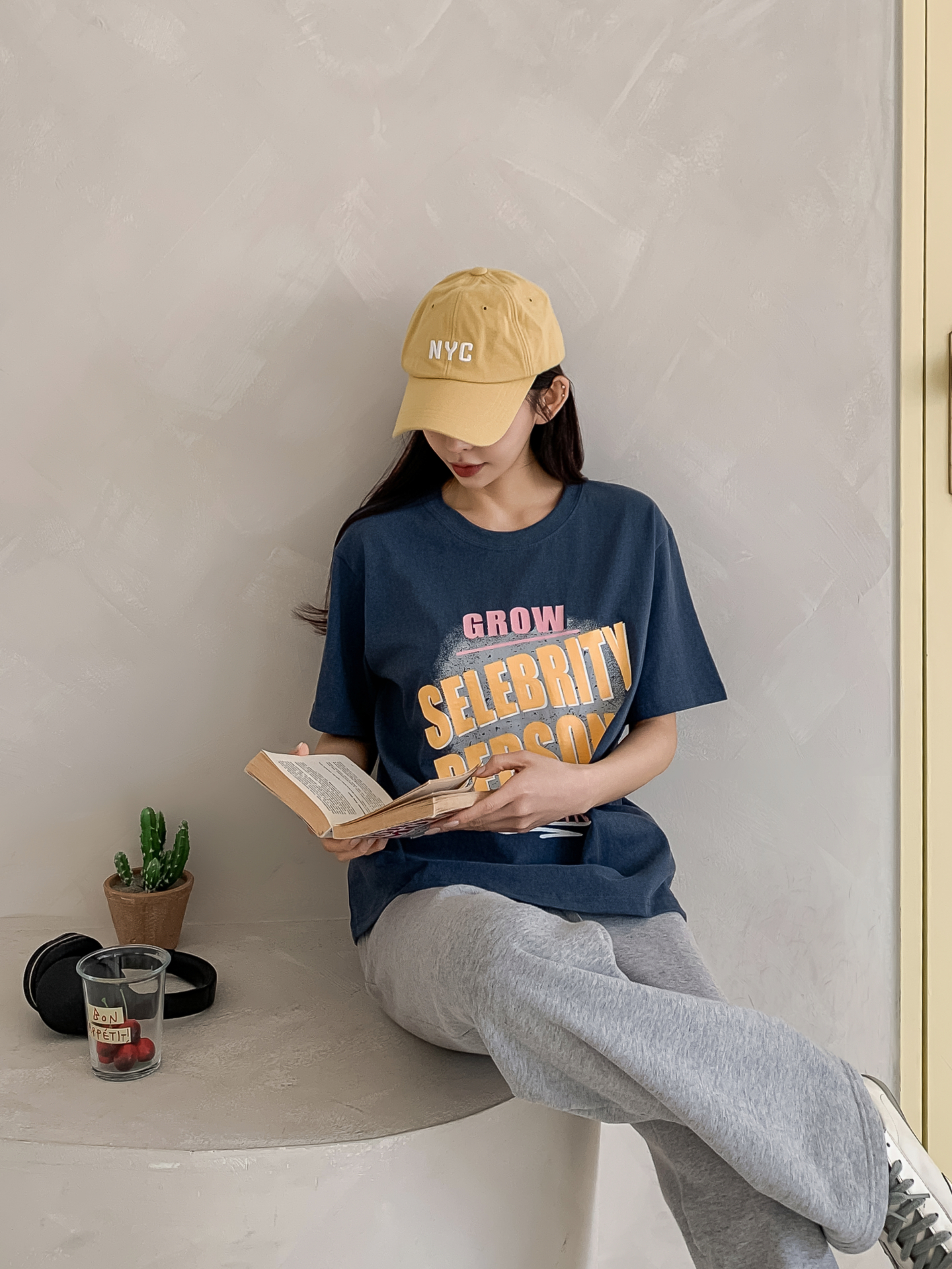 コットンラウンドネックルーズ半袖プリントカラーTシャツ | 詳細画像10