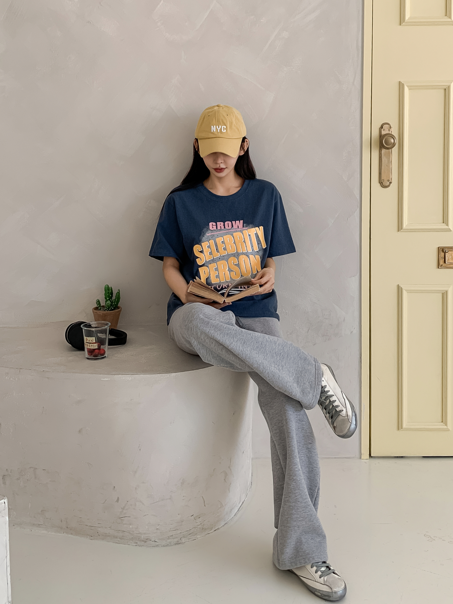 コットンラウンドネックルーズ半袖プリントカラーTシャツ | 詳細画像11