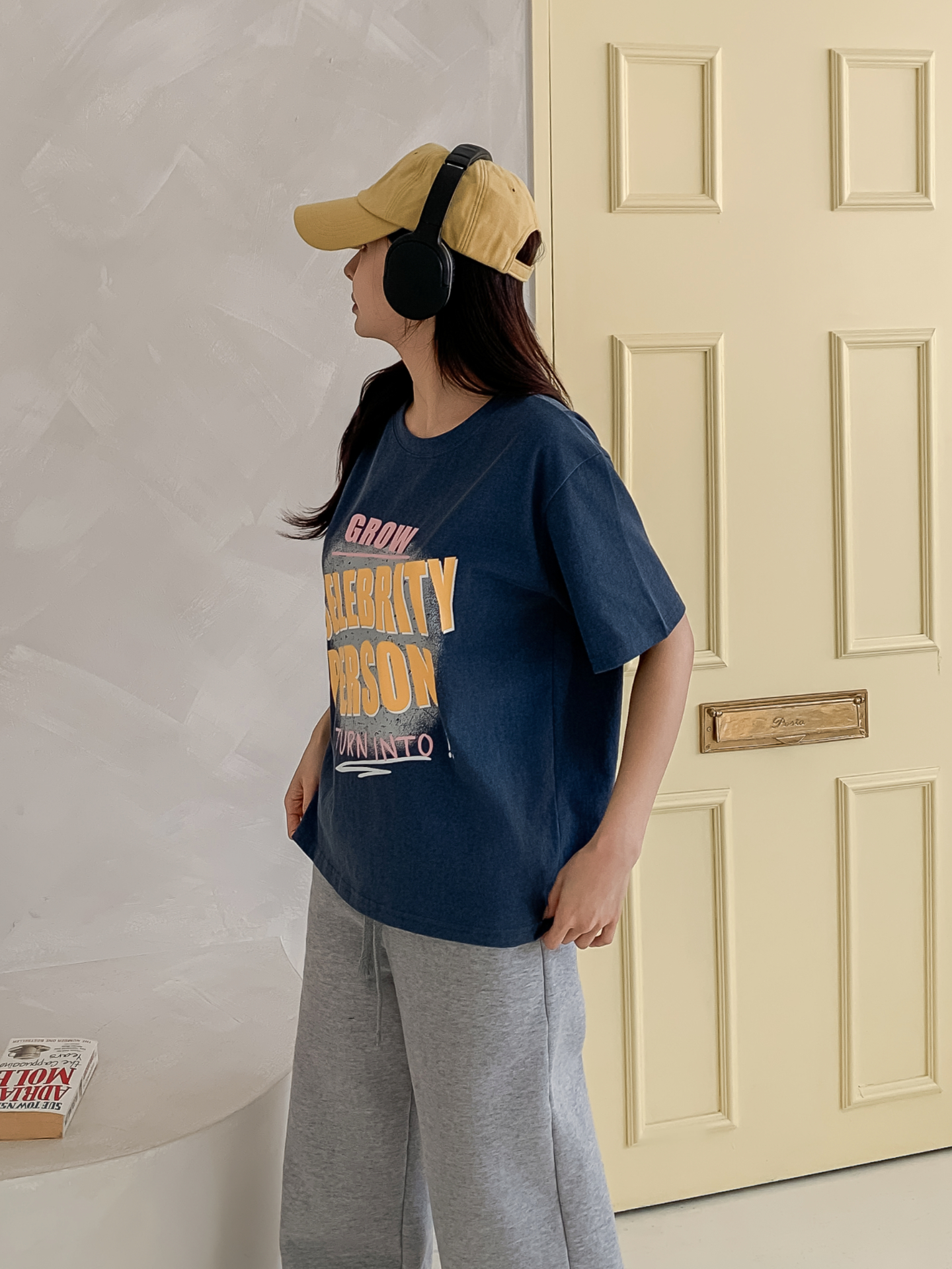 コットンラウンドネックルーズ半袖プリントカラーTシャツ | 詳細画像13