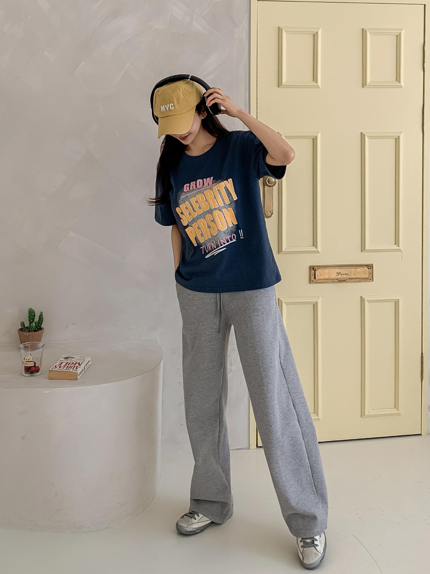 コットンラウンドネックルーズ半袖プリントカラーTシャツ | 詳細画像14