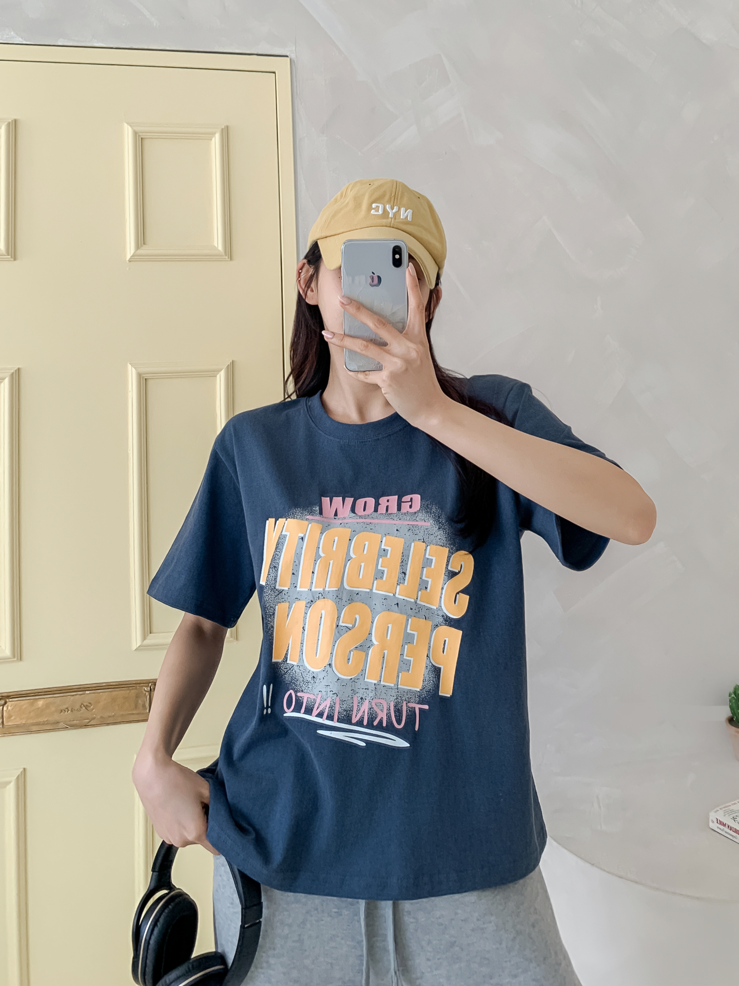 コットンラウンドネックルーズ半袖プリントカラーTシャツ | 詳細画像17