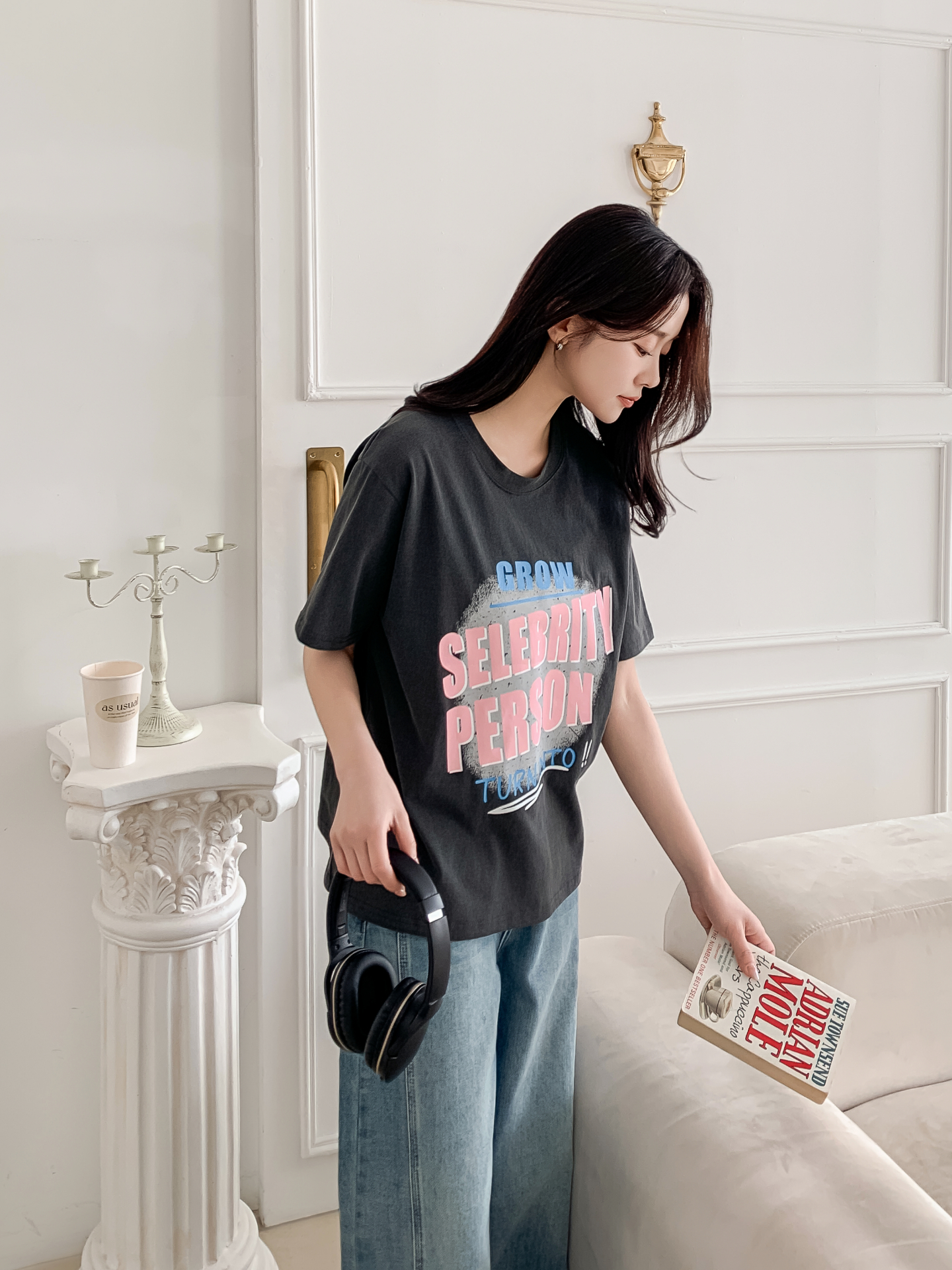 コットンラウンドネックルーズ半袖プリントカラーTシャツ | 詳細画像21