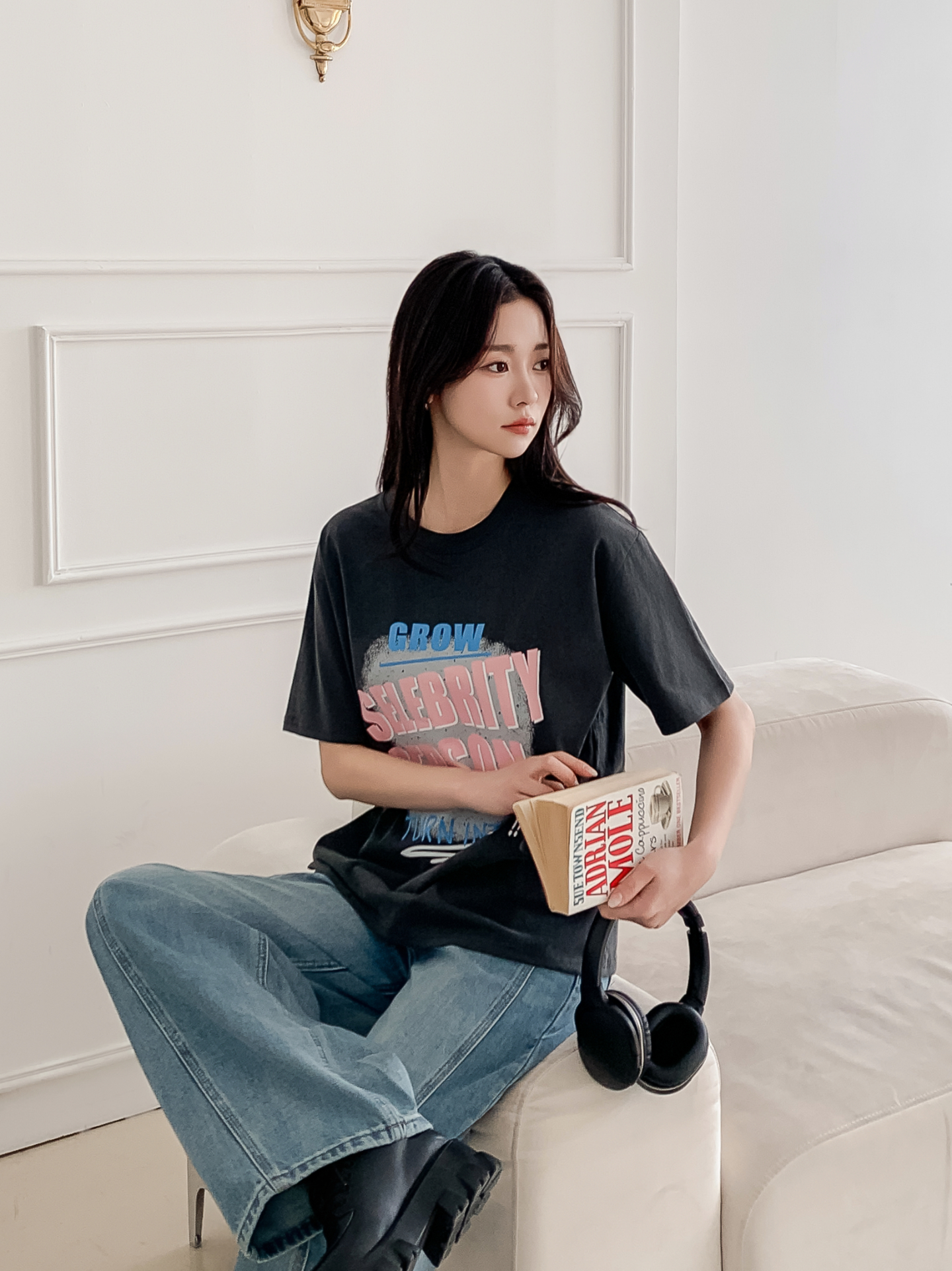 コットンラウンドネックルーズ半袖プリントカラーTシャツ | 詳細画像25