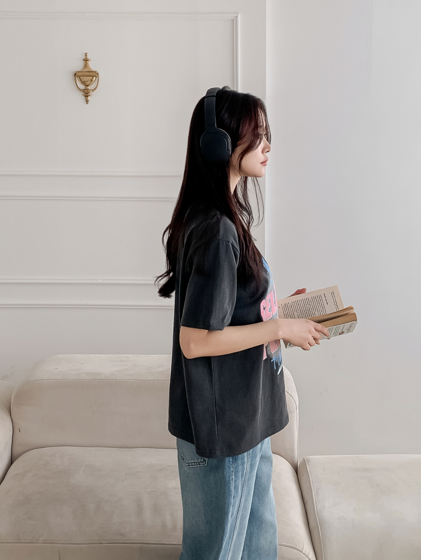 コットンラウンドネックルーズ半袖プリントカラーTシャツ | 詳細画像27