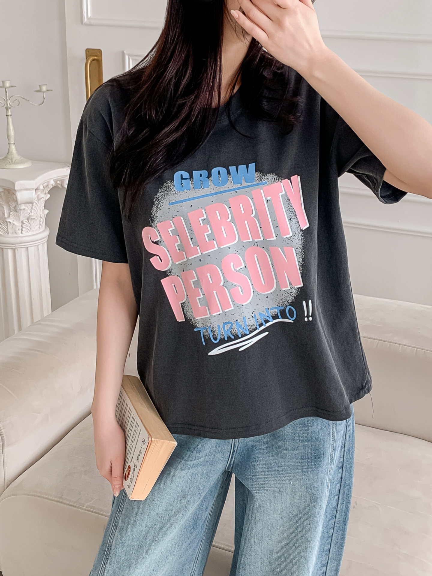 コットンラウンドネックルーズ半袖プリントカラーTシャツ | 詳細画像30