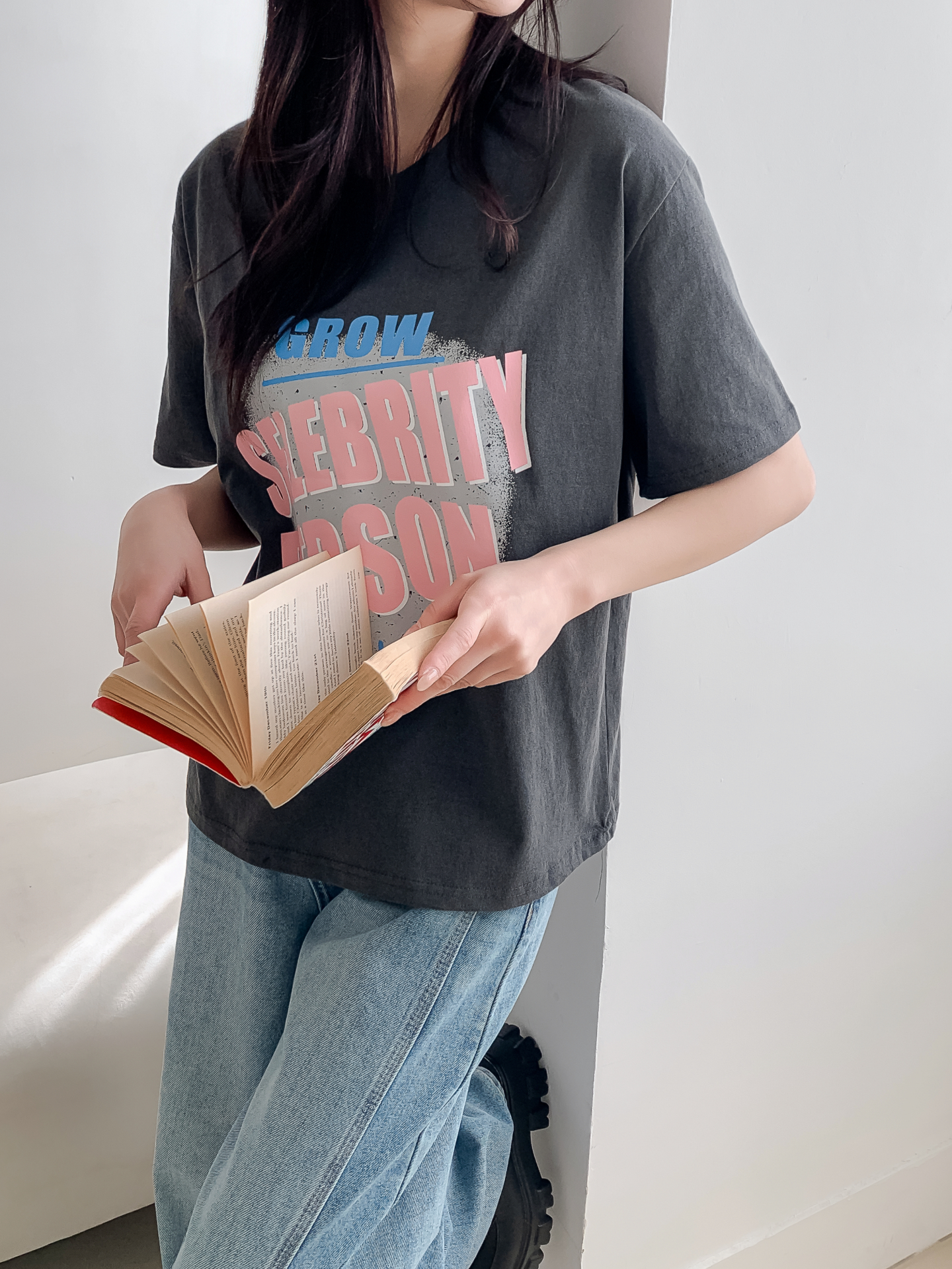 コットンラウンドネックルーズ半袖プリントカラーTシャツ | 詳細画像31