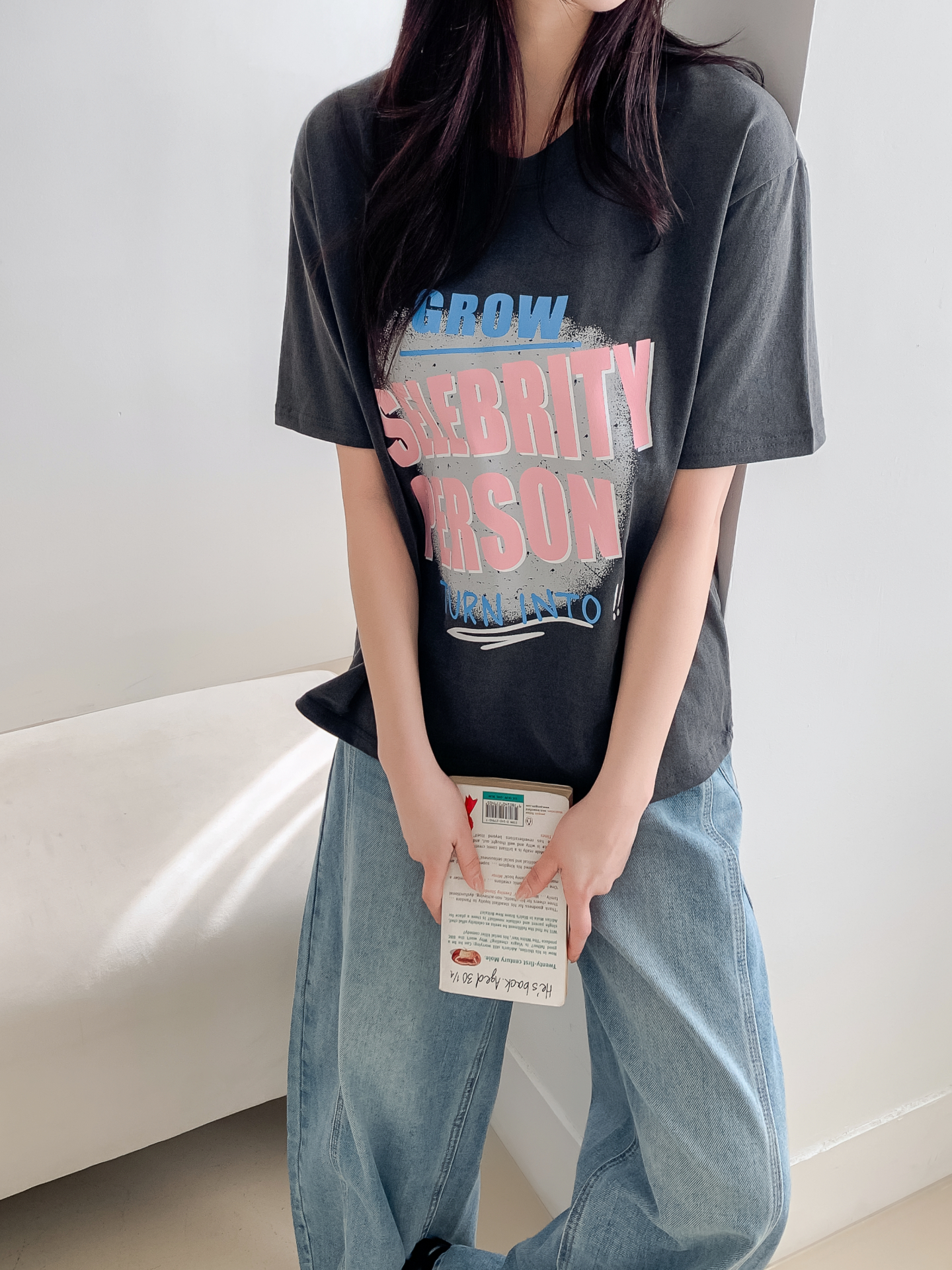 コットンラウンドネックルーズ半袖プリントカラーTシャツ | 詳細画像32