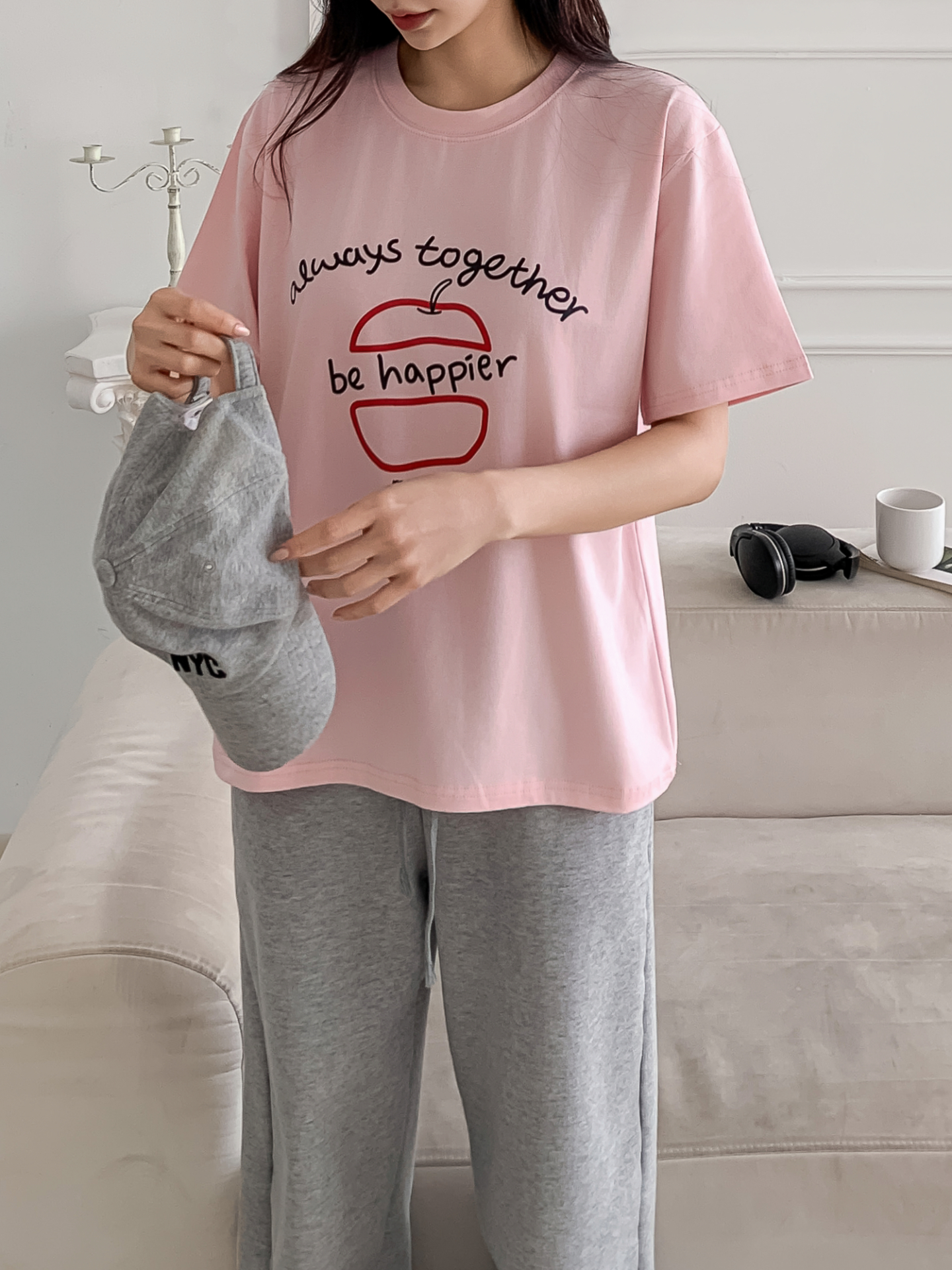 ラウンドネックルーズ半袖プリントカラーTシャツ | 詳細画像4