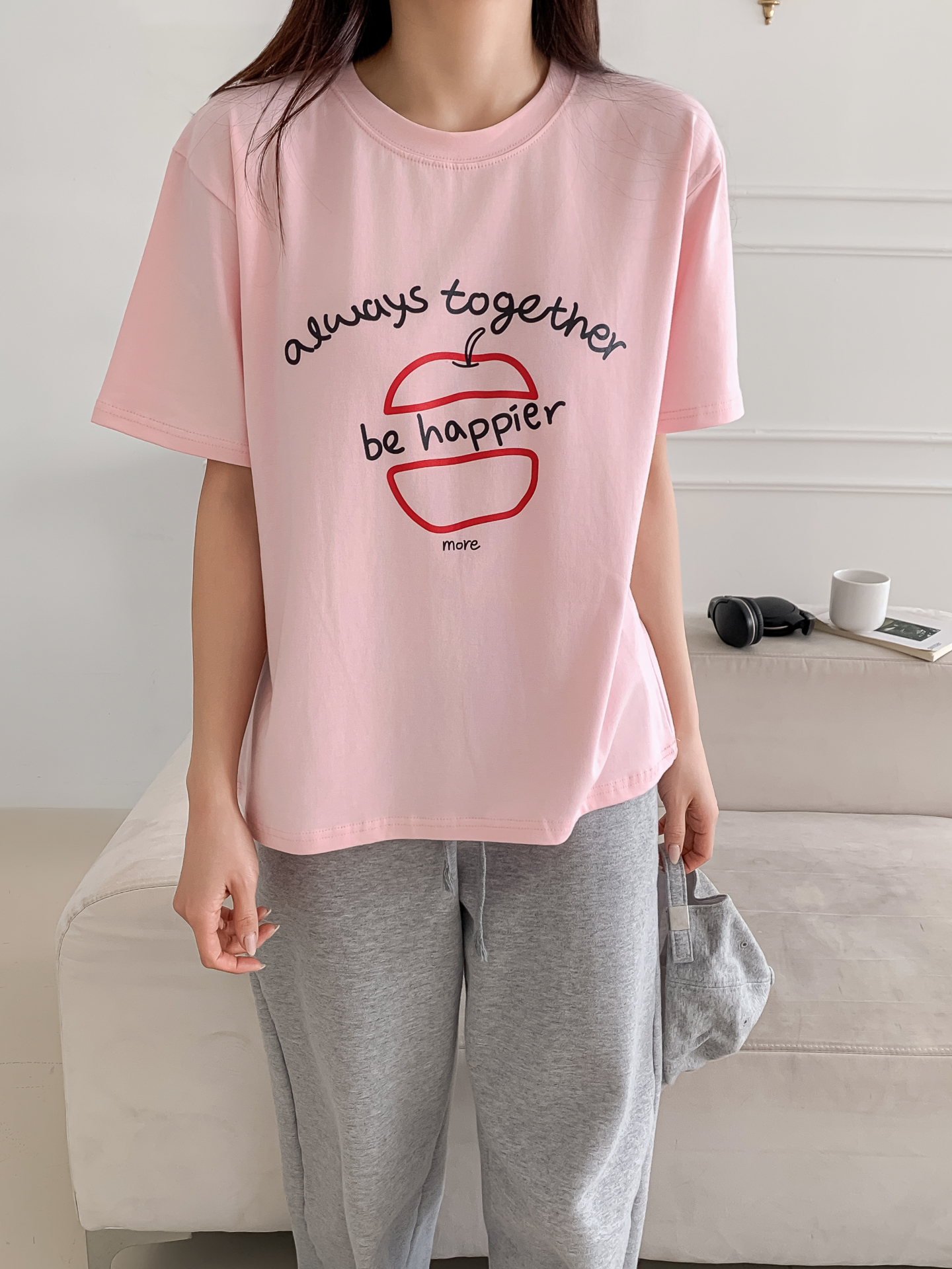 ラウンドネックルーズ半袖プリントカラーTシャツ | 詳細画像5