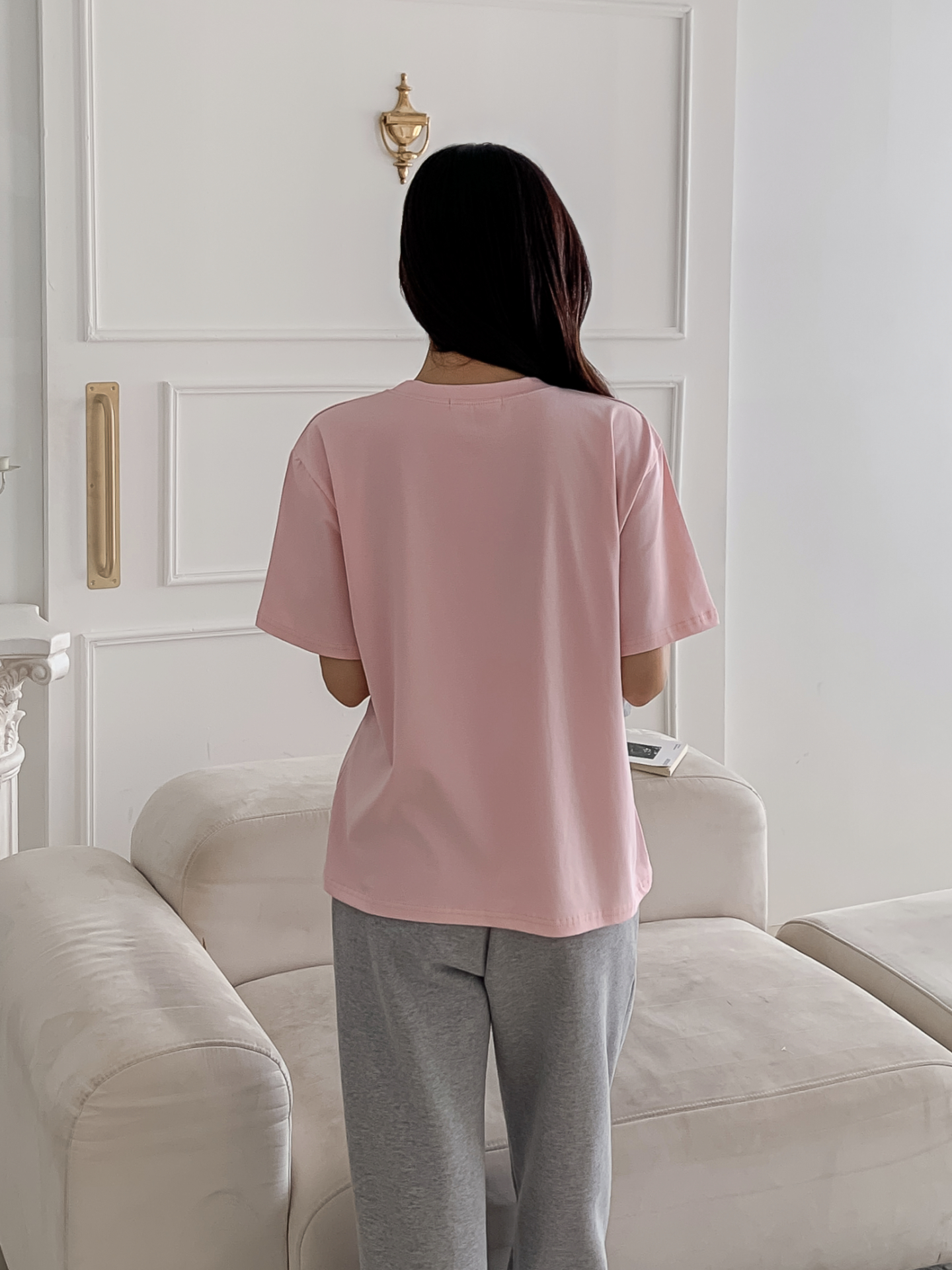 ラウンドネックルーズ半袖プリントカラーTシャツ | 詳細画像7