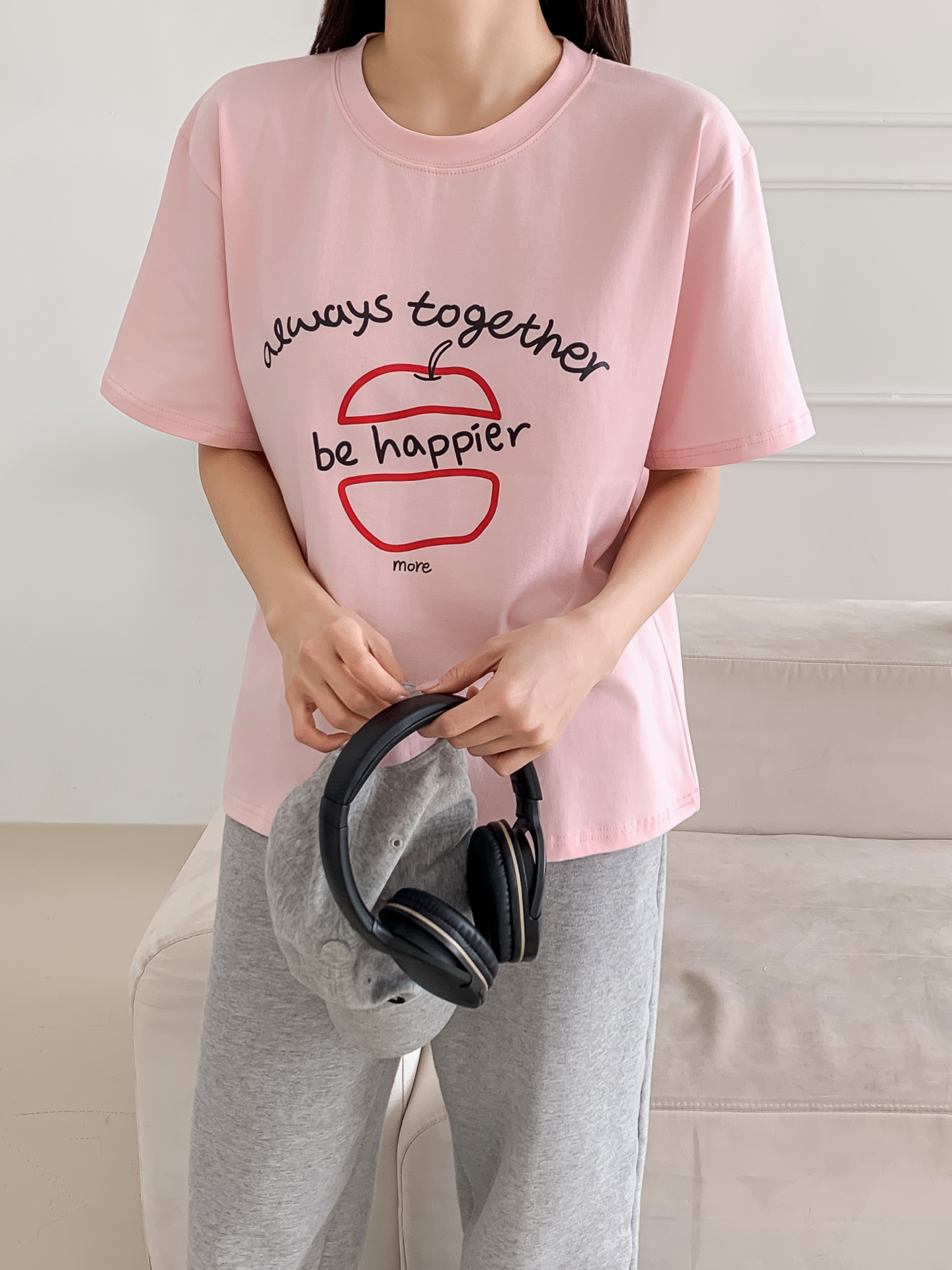 ラウンドネックルーズ半袖プリントカラーTシャツ | 詳細画像8