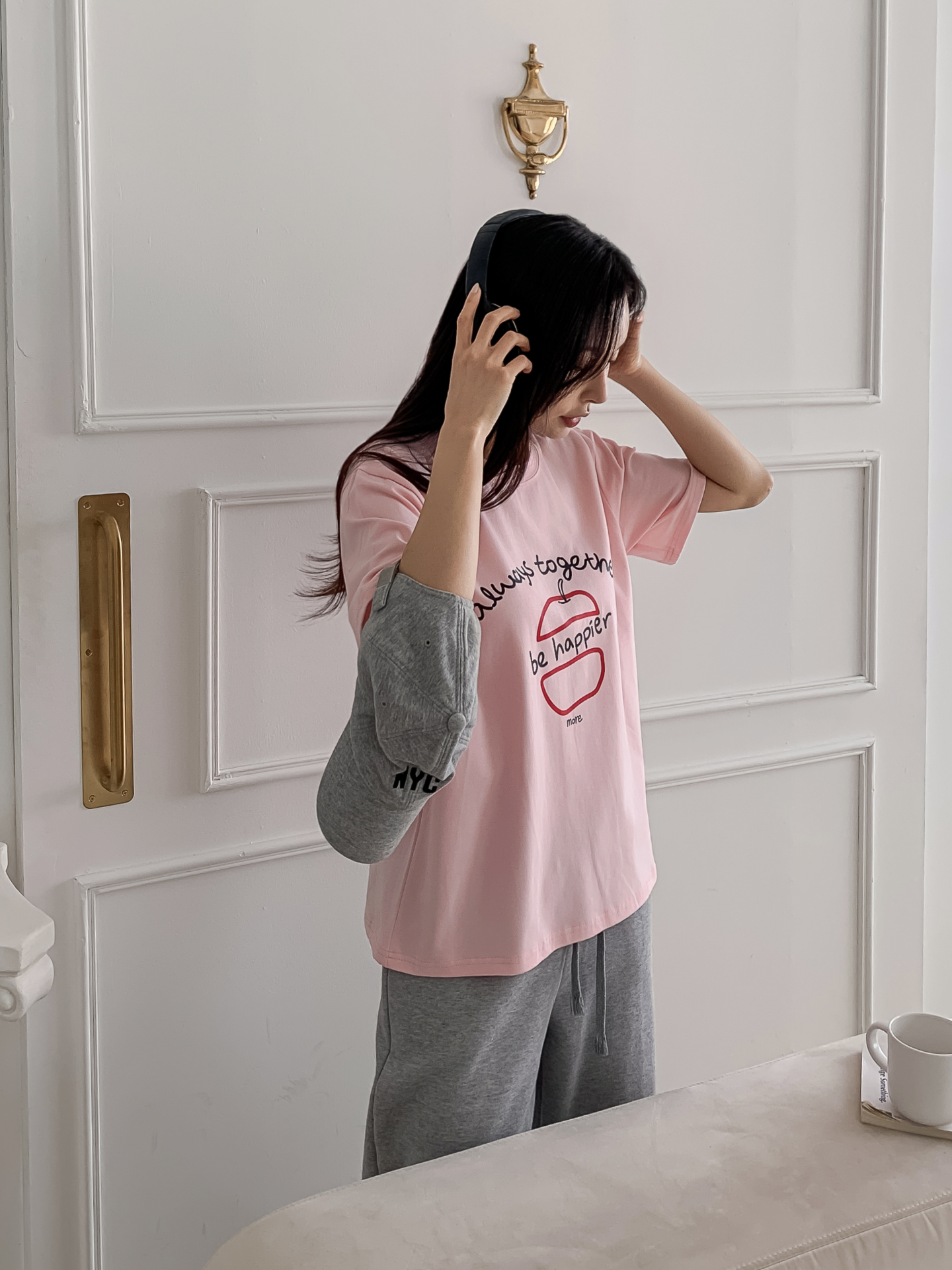 ラウンドネックルーズ半袖プリントカラーTシャツ | 詳細画像11