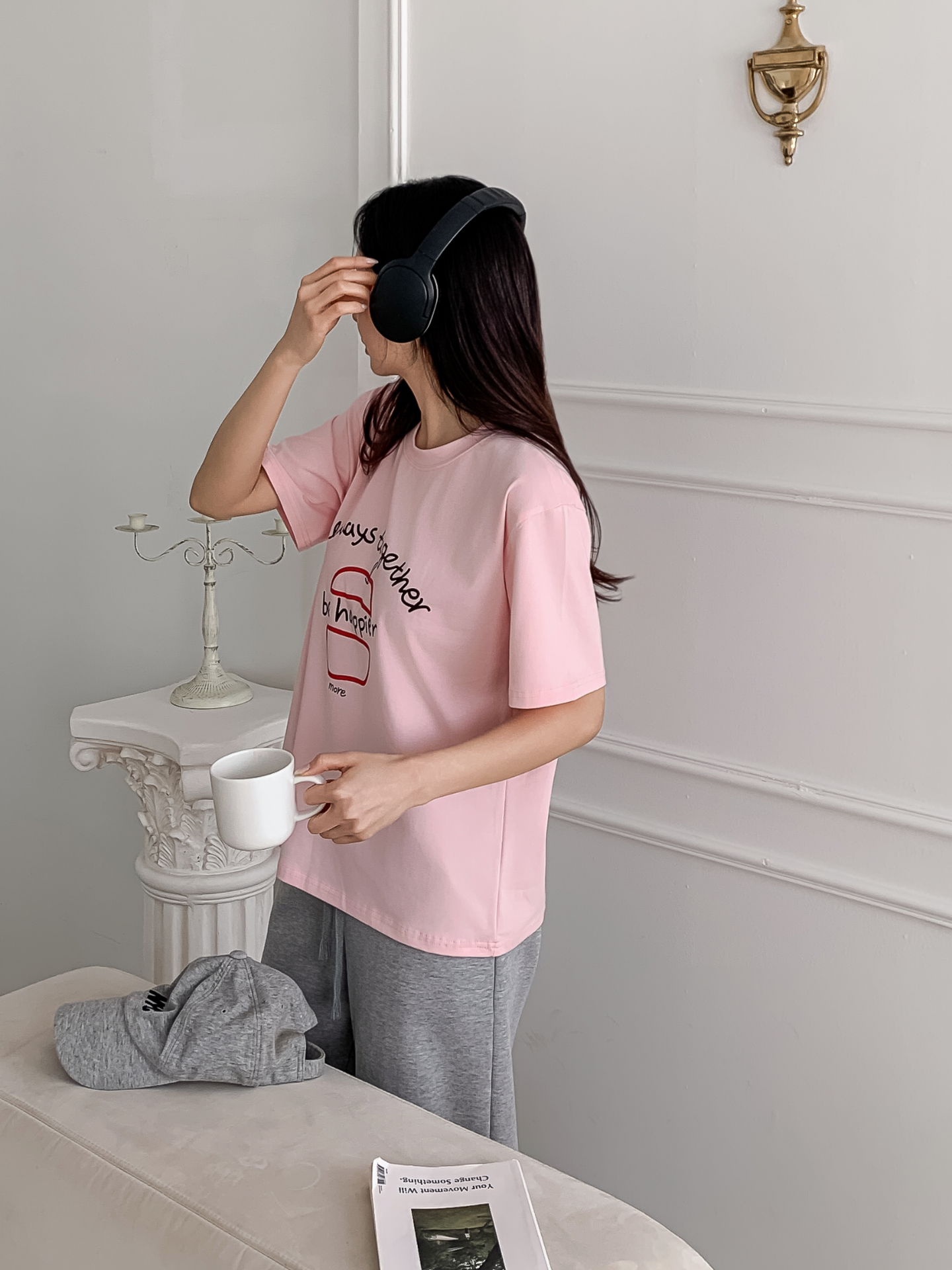 ラウンドネックルーズ半袖プリントカラーTシャツ | 詳細画像12