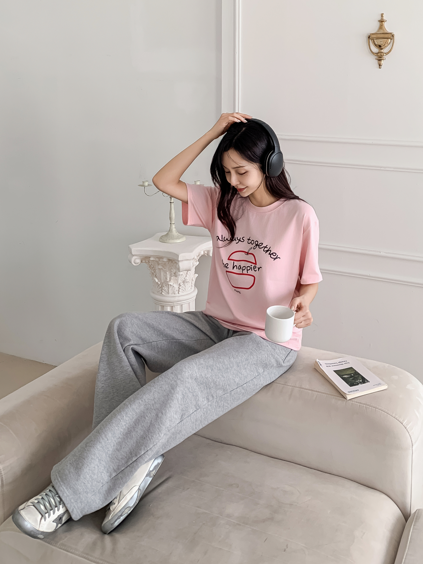 ラウンドネックルーズ半袖プリントカラーTシャツ | 詳細画像14