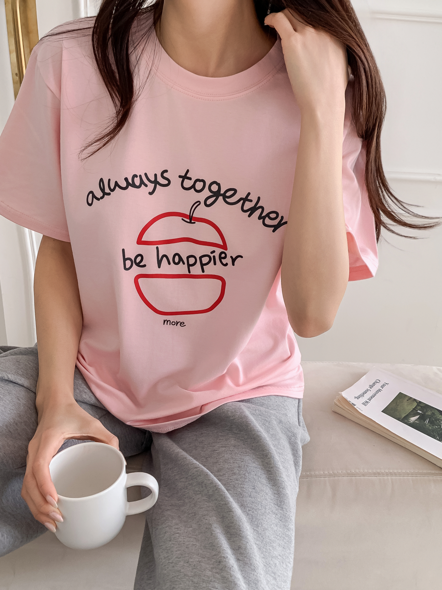 ラウンドネックルーズ半袖プリントカラーTシャツ | 詳細画像15