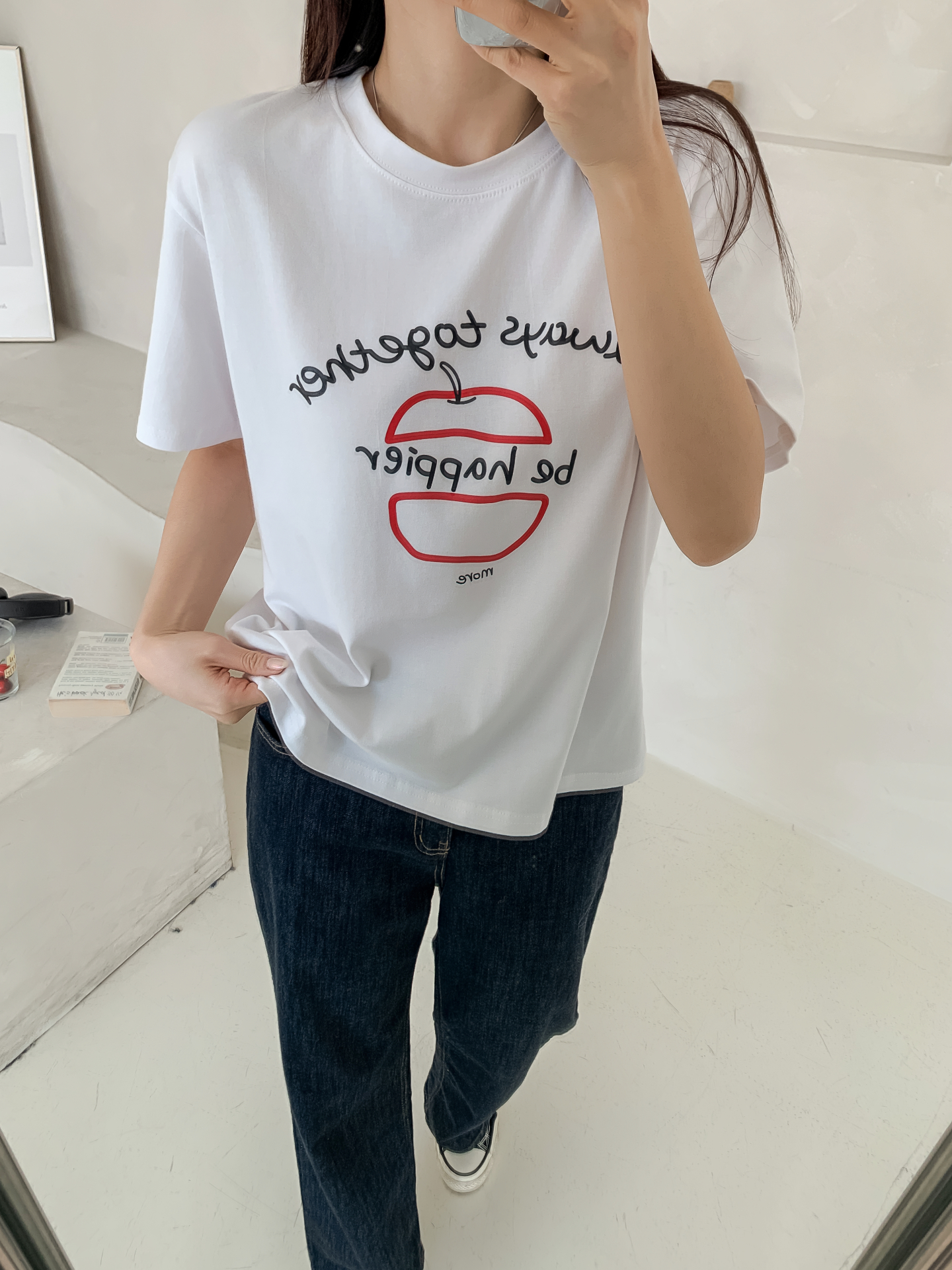 ラウンドネックルーズ半袖プリントカラーTシャツ | 詳細画像23