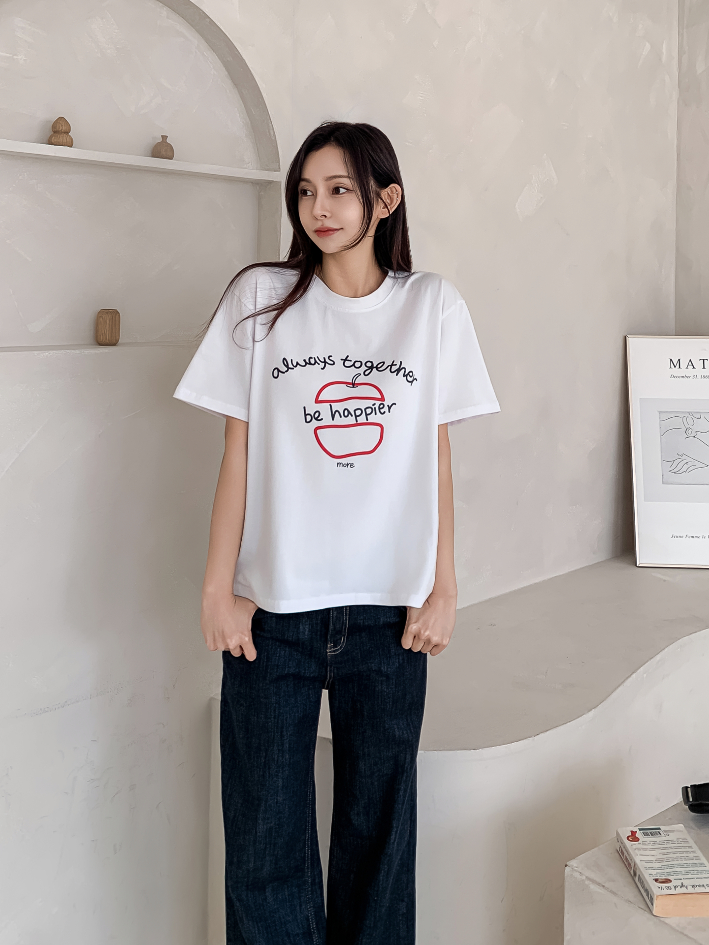 ラウンドネックルーズ半袖プリントカラーTシャツ | 詳細画像24