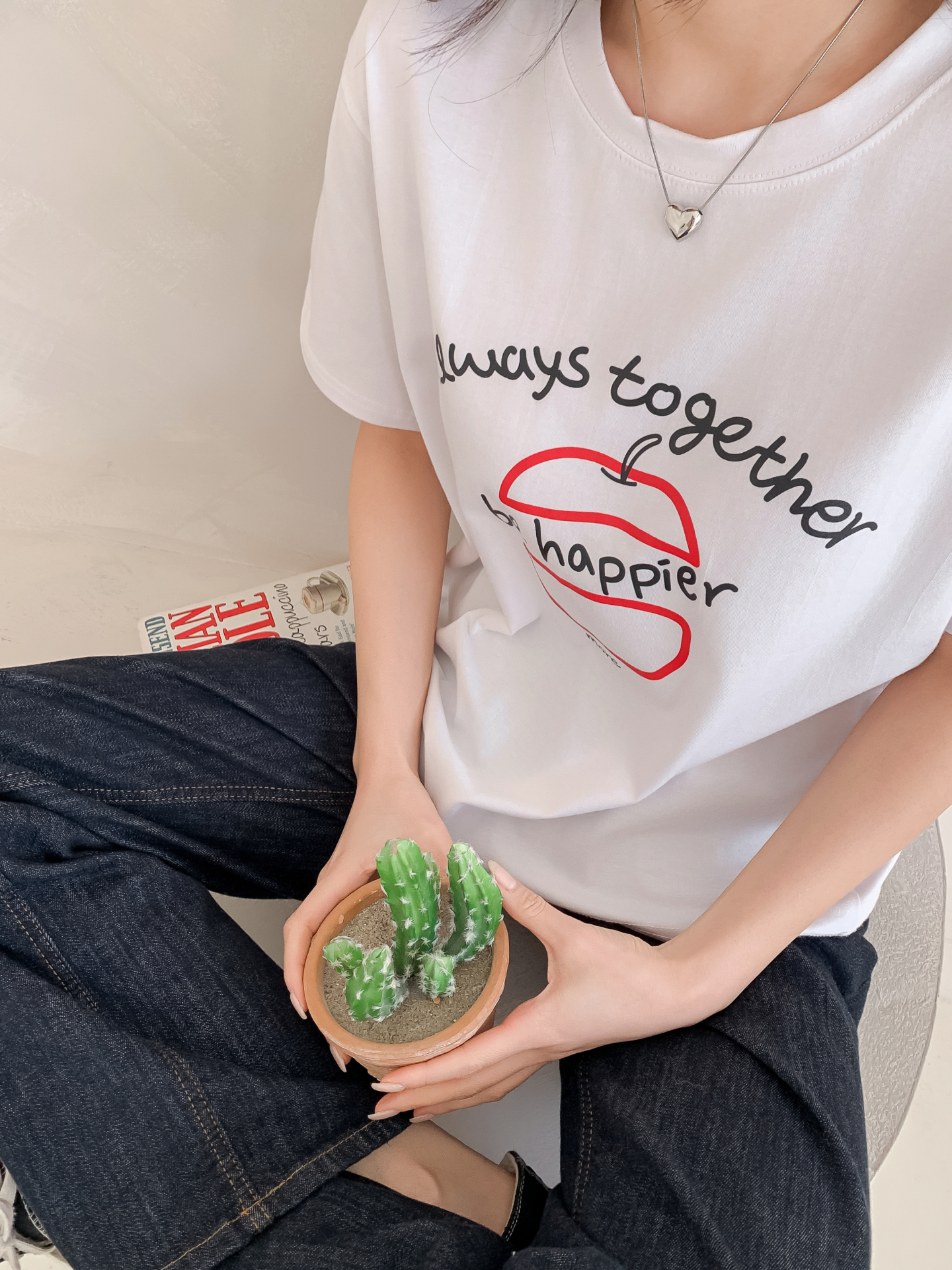 ラウンドネックルーズ半袖プリントカラーTシャツ | 詳細画像32