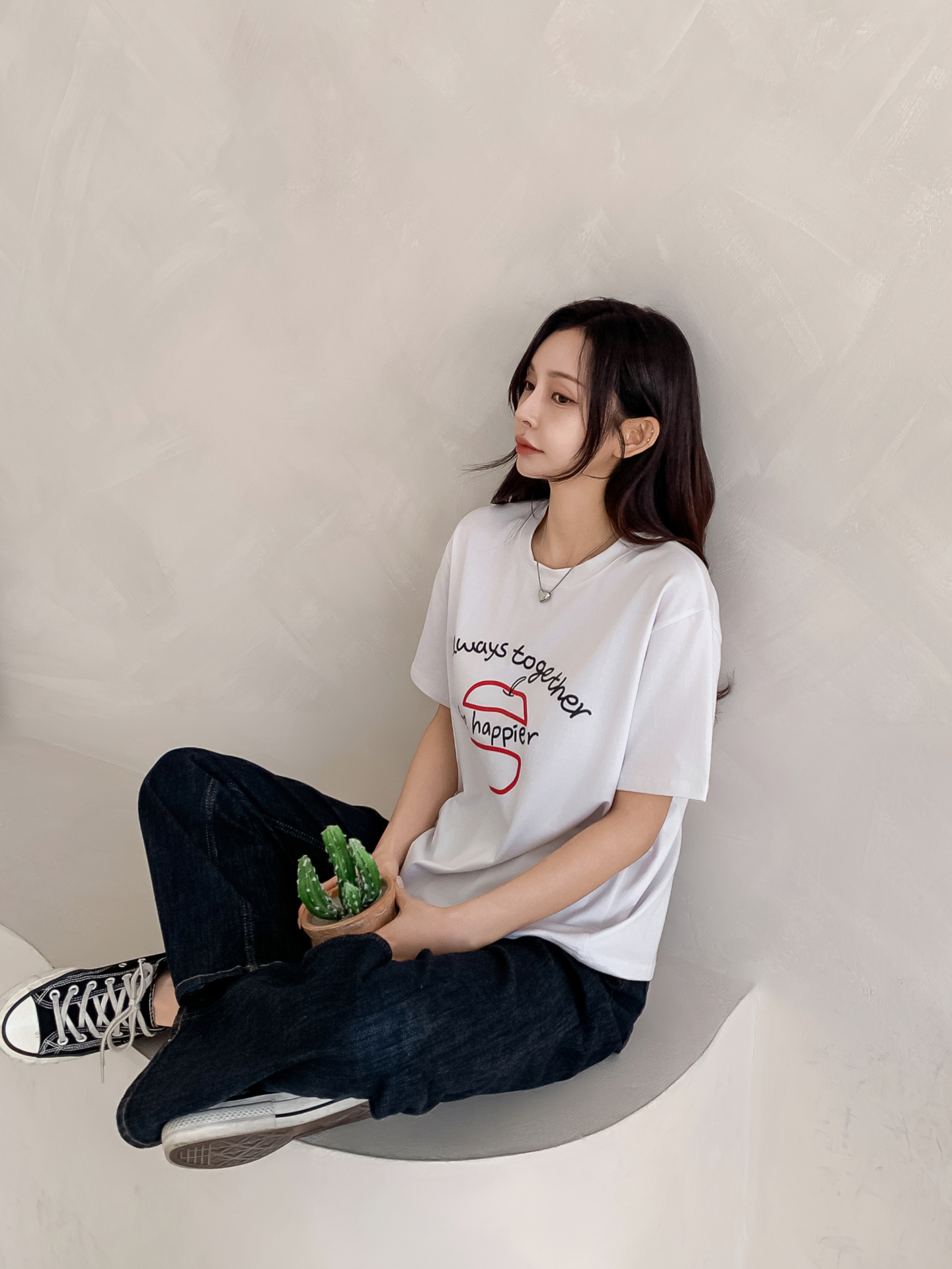 ラウンドネックルーズ半袖プリントカラーTシャツ | 詳細画像33