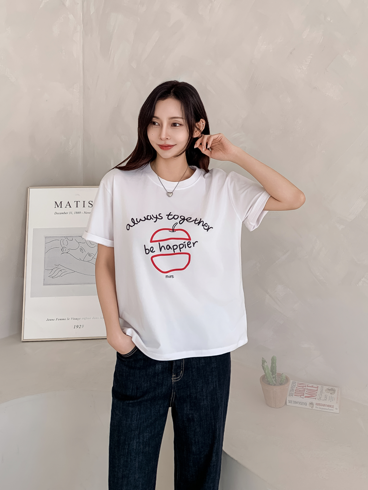 ラウンドネックルーズ半袖プリントカラーTシャツ | 詳細画像34